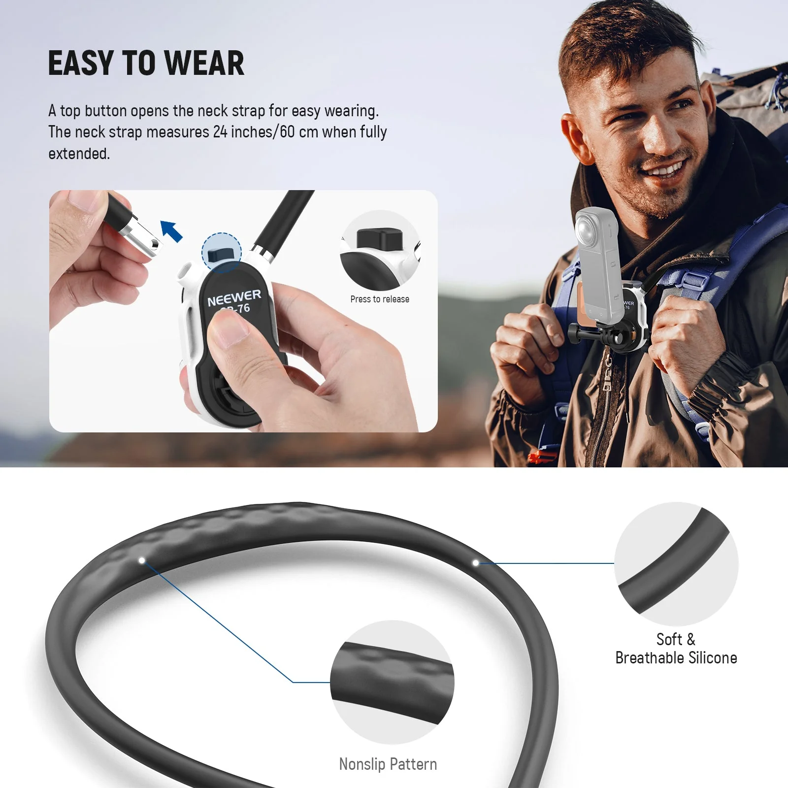 NEEWER GP-76 Magnetic Neck Mount For Action Cameras - Image 3