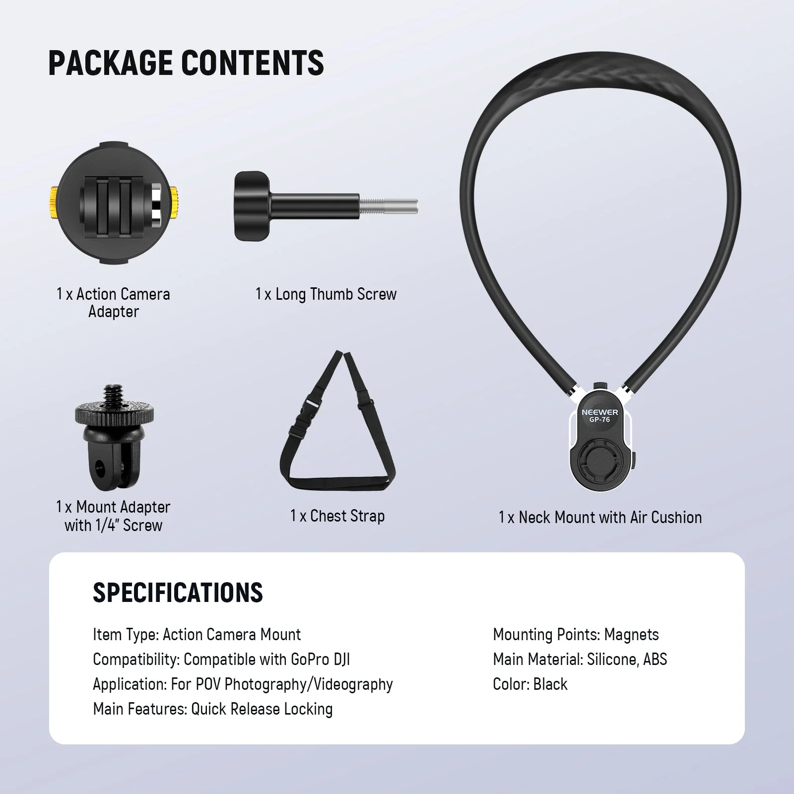 NEEWER GP-76 Magnetic Neck Mount For Action Cameras - Image 8