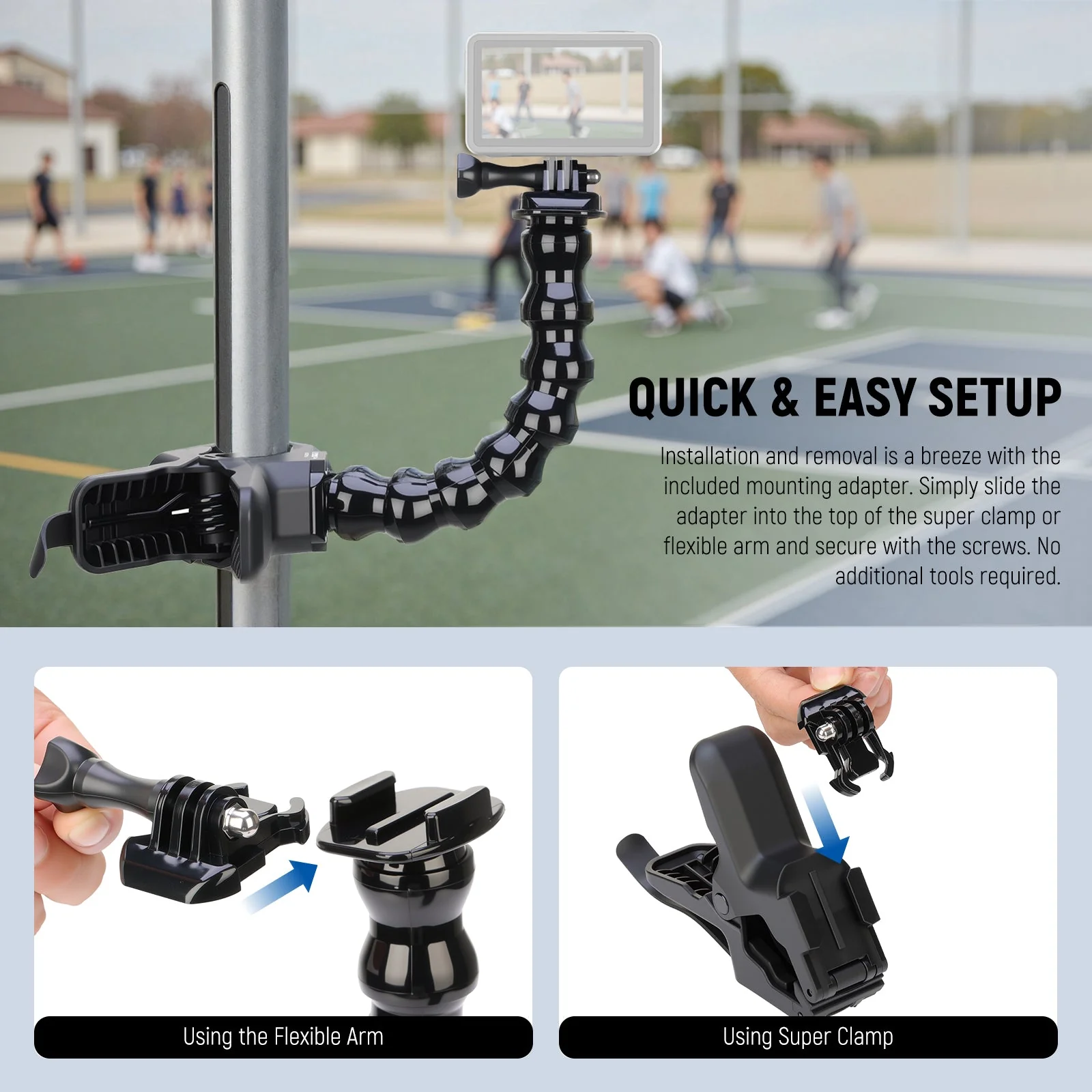 NEEWER GP-80 Flexible Clamp Mount For Action Cameras - Image 4