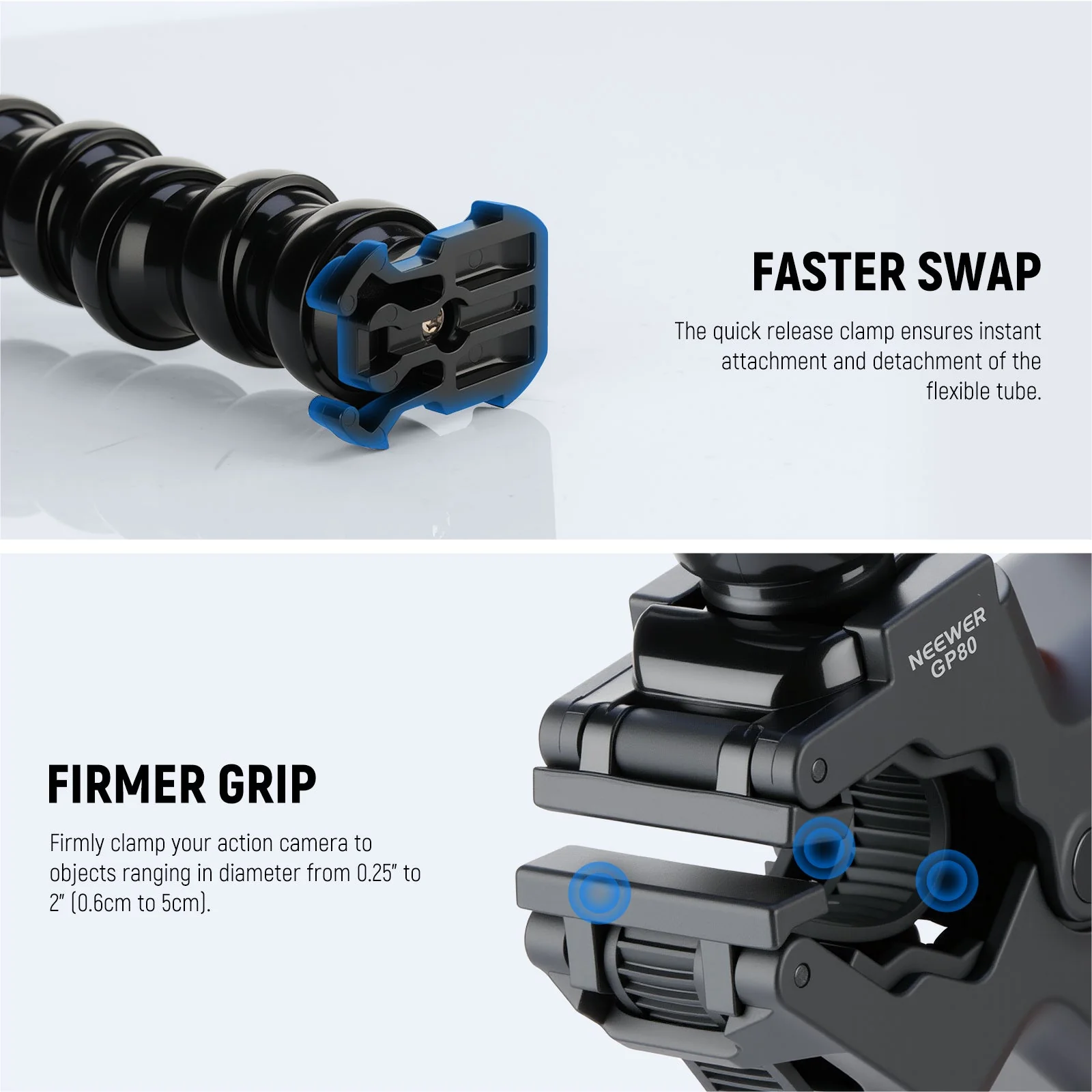 NEEWER GP-80 Flexible Clamp Mount For Action Cameras - Image 5