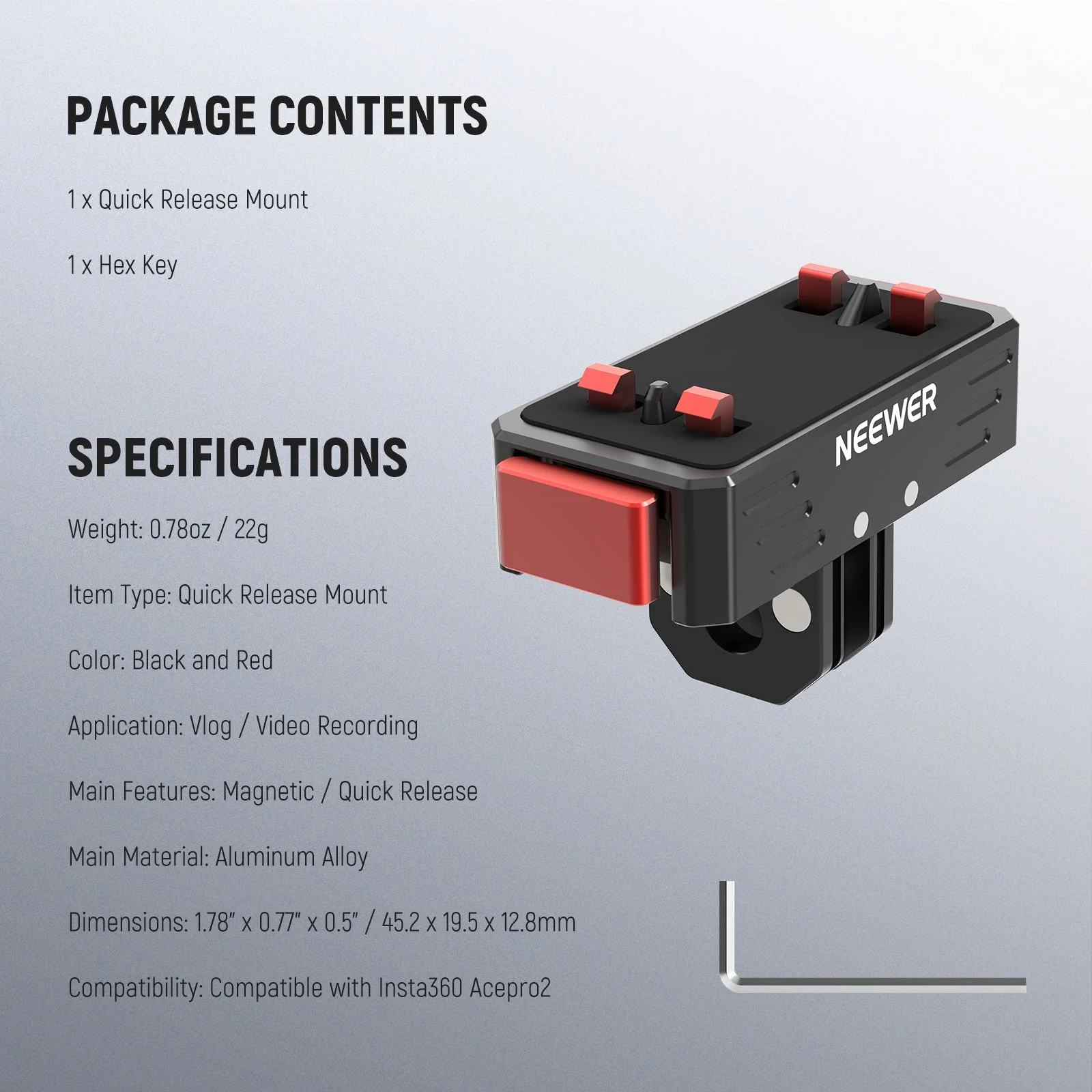NEEWER GP-88/GP-87 Magnetic Quick Release Mount For Insta360 - Image 14