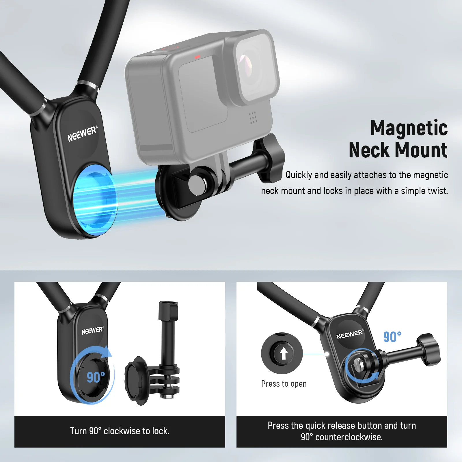 NEEWER GP15 Magnetic Quick Release Flexible Action Neck Mount for POV - Image 4