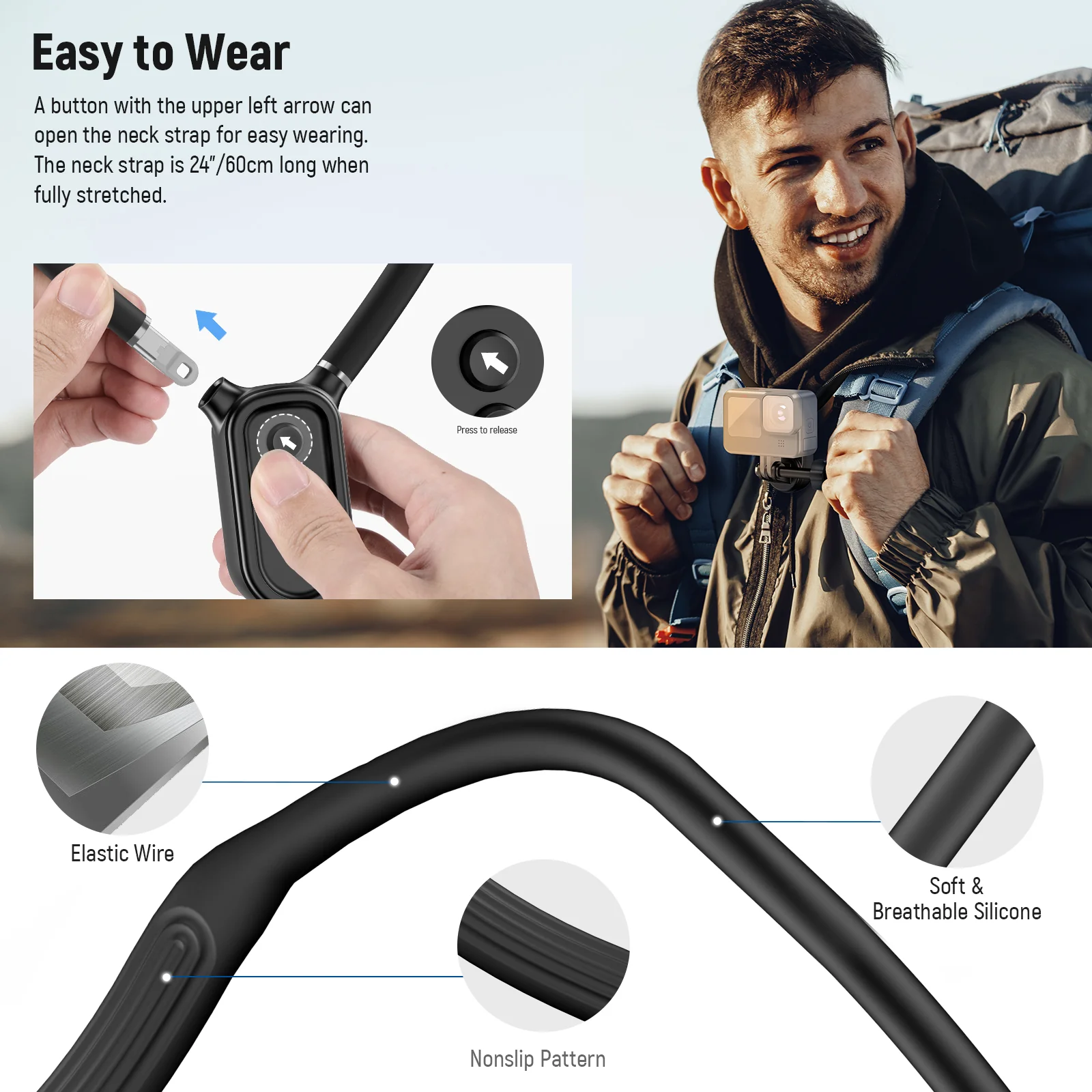 NEEWER GP15 Magnetic Quick Release Flexible Action Neck Mount for POV - Image 6
