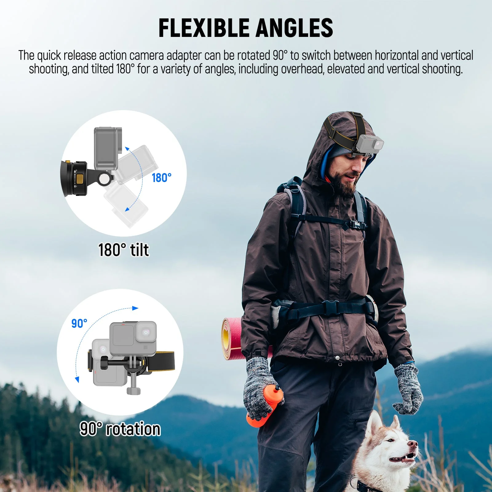 NEEWER GP20 Magnetic Quick Release Head Strap Mount for Action Camera - Image 2