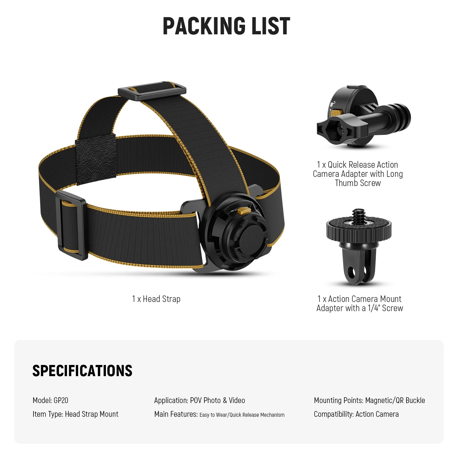 NEEWER GP20 Magnetic Quick Release Head Strap Mount for Action Camera - Image 7