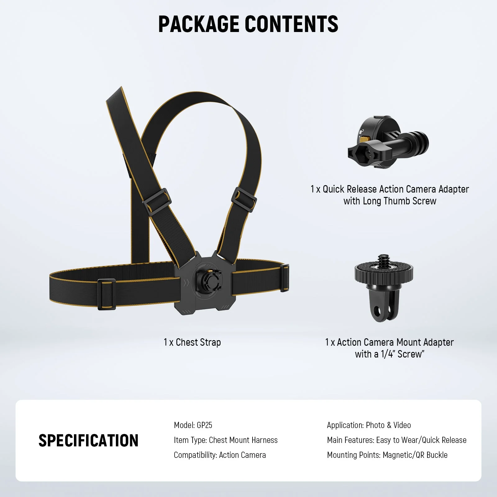 NEEWER GP25 Chest Mount Harness Chest Strap for Action Camera - Image 8