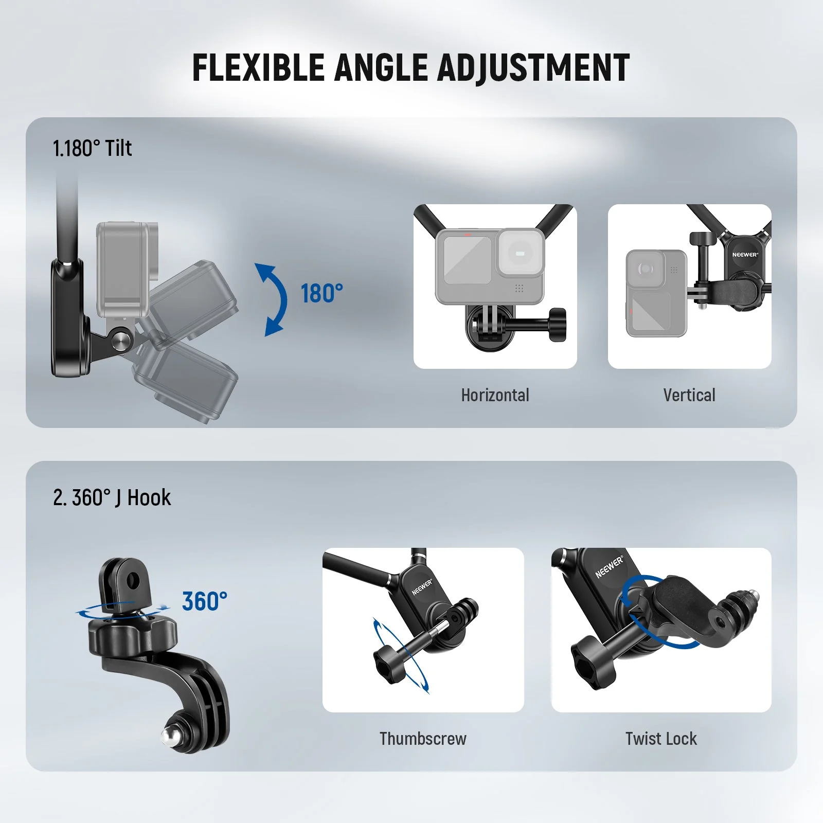 NEEWER GP39 Magnetic Action Camera Neck Mount with Pocket 3 Cage - Image 4