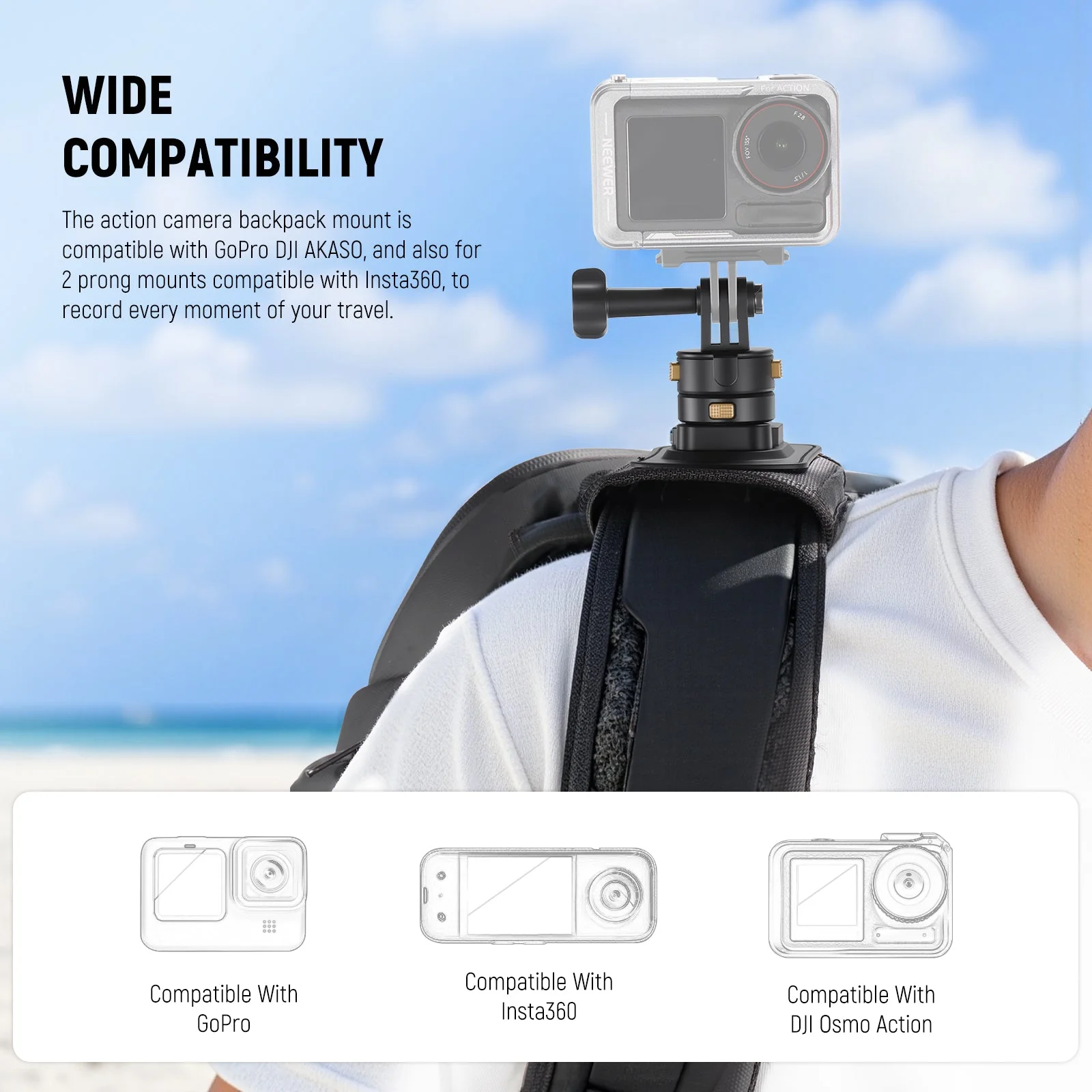 NEEWER GP63 Backpack Strap Mount For Action Cameras - Image 2