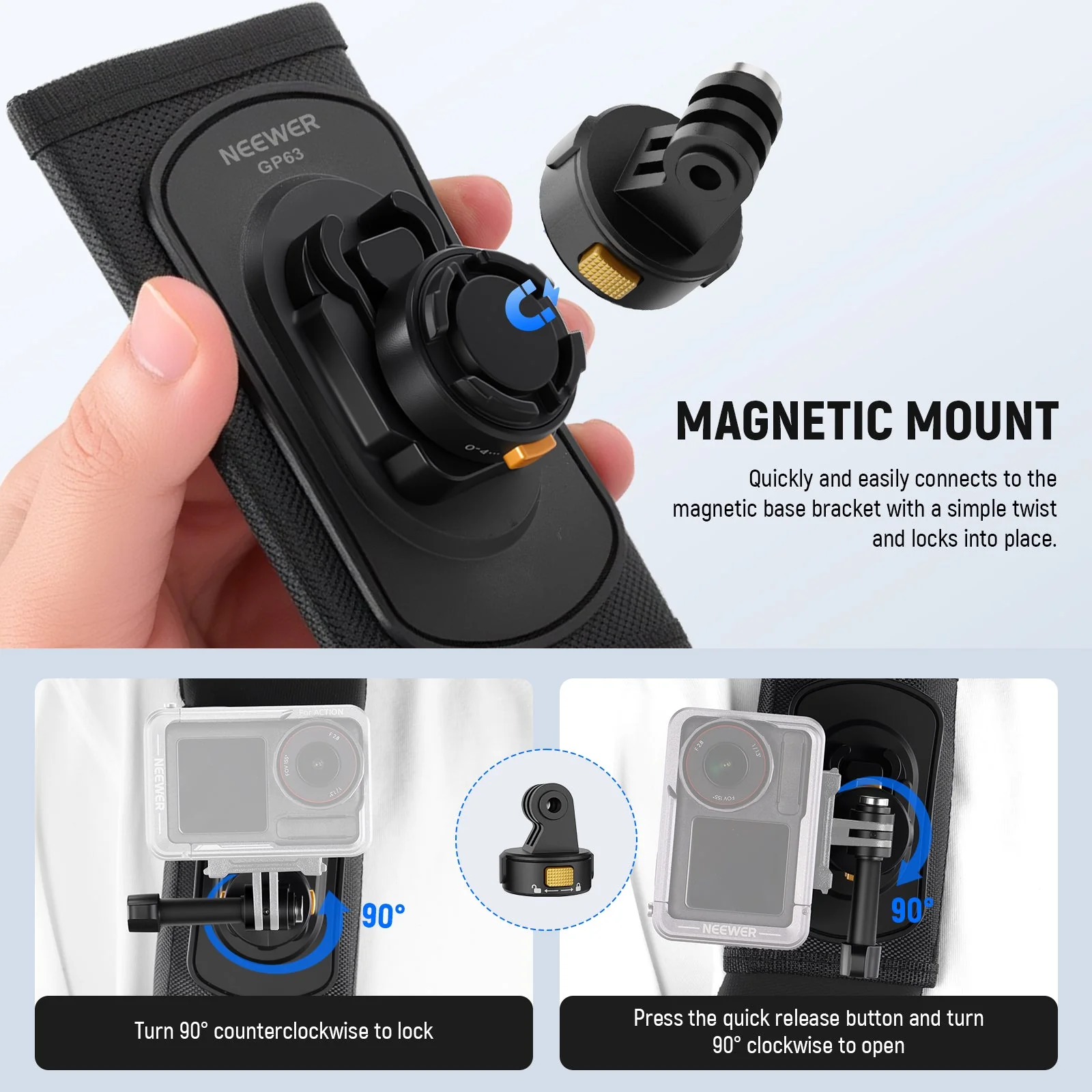 NEEWER GP63 Backpack Strap Mount For Action Cameras - Image 3