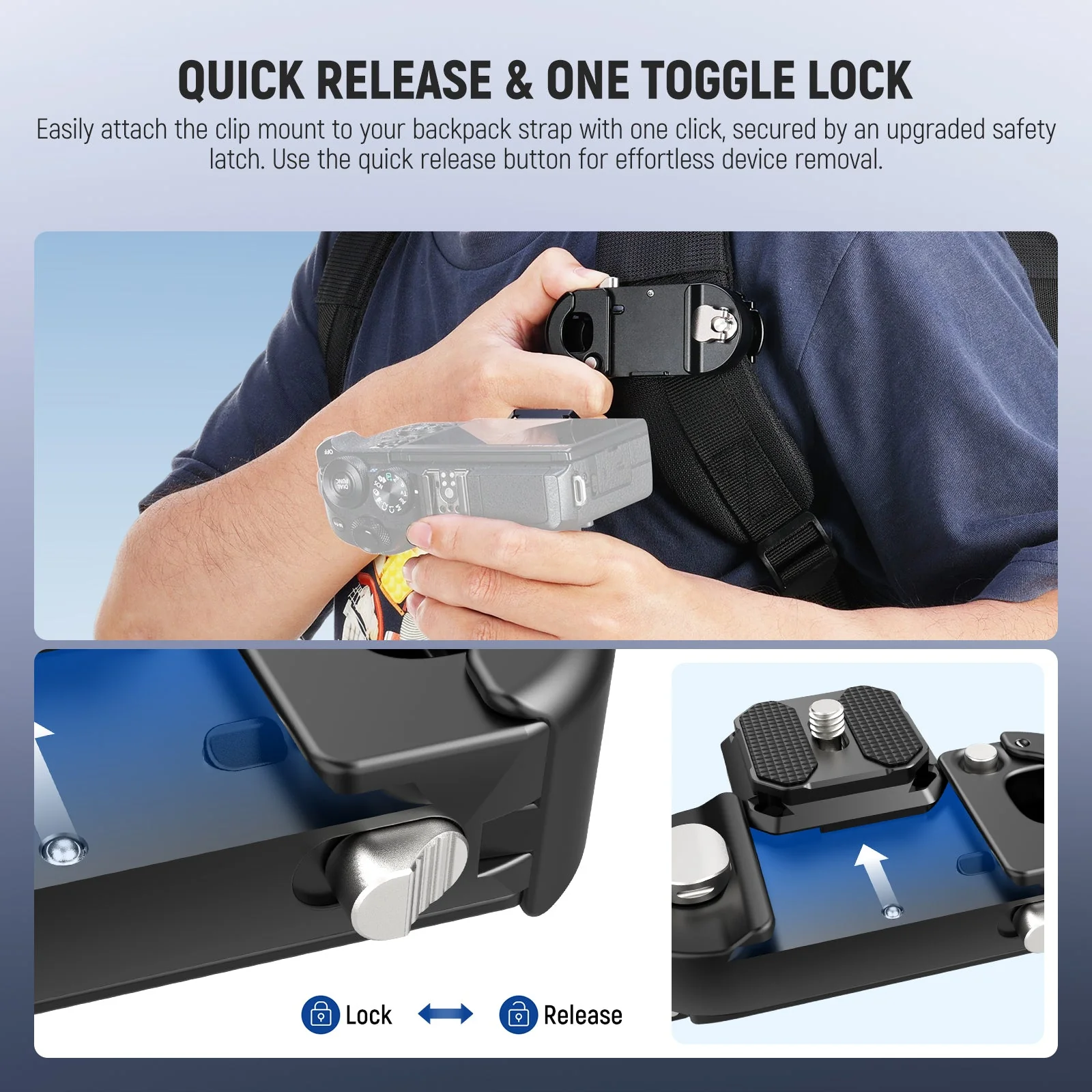 NEEWER GP67 Backpack Camera Clip Mount - Image 3