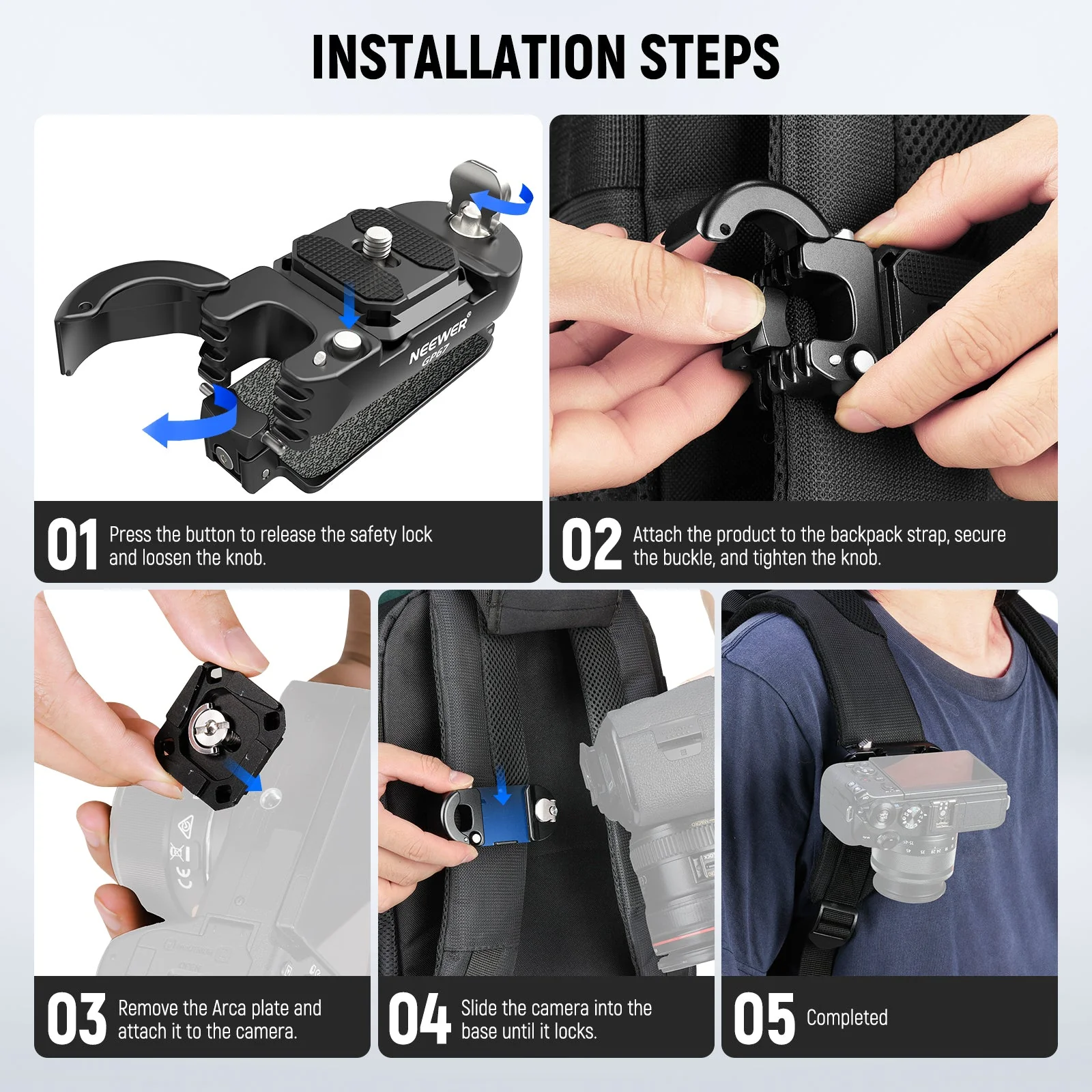 NEEWER GP67 Backpack Camera Clip Mount - Image 8