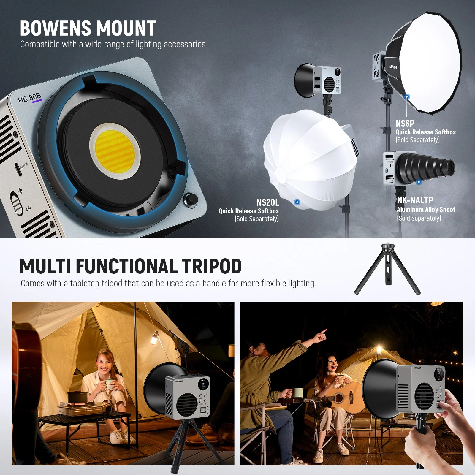 NEEWER HB80B 80W Bi-Color Mini COB LED Video Light - Image 6