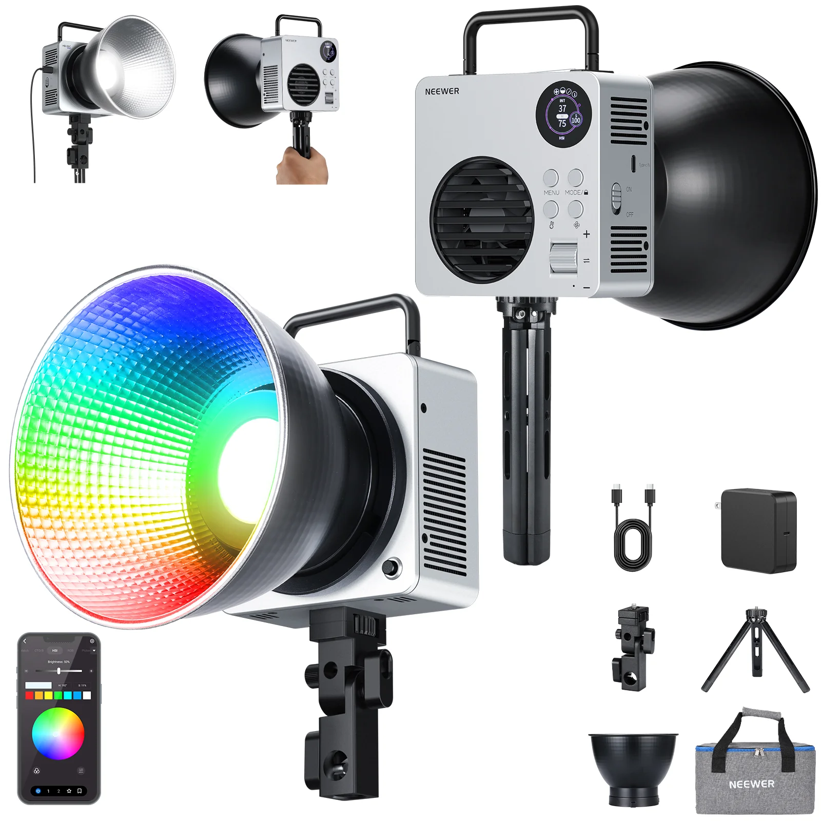 NEEWER HB80C 80W RGBWW Mini COB LED Video Light - Image 10