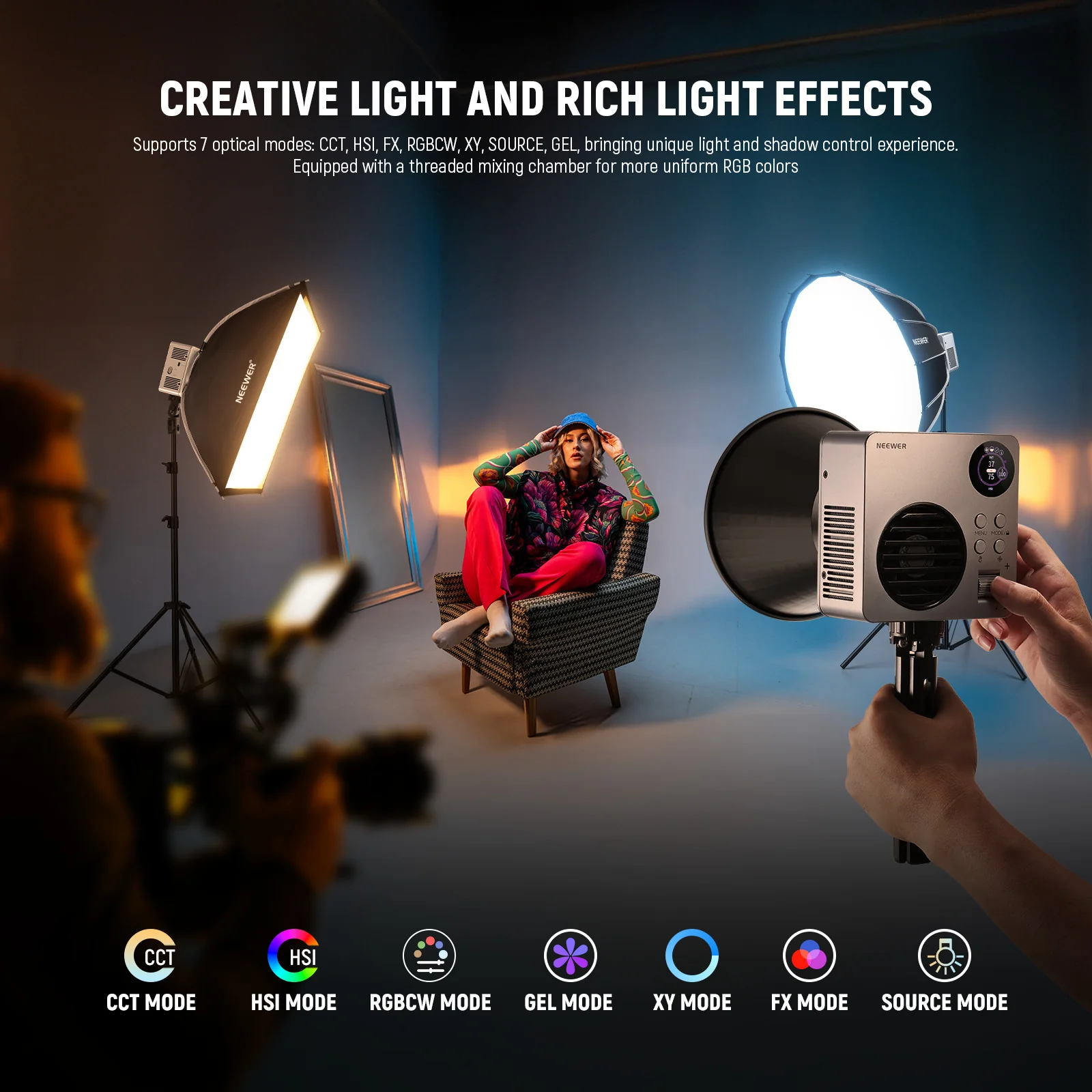 NEEWER HB80C 80W RGBWW Mini COB LED Video Light - Image 3