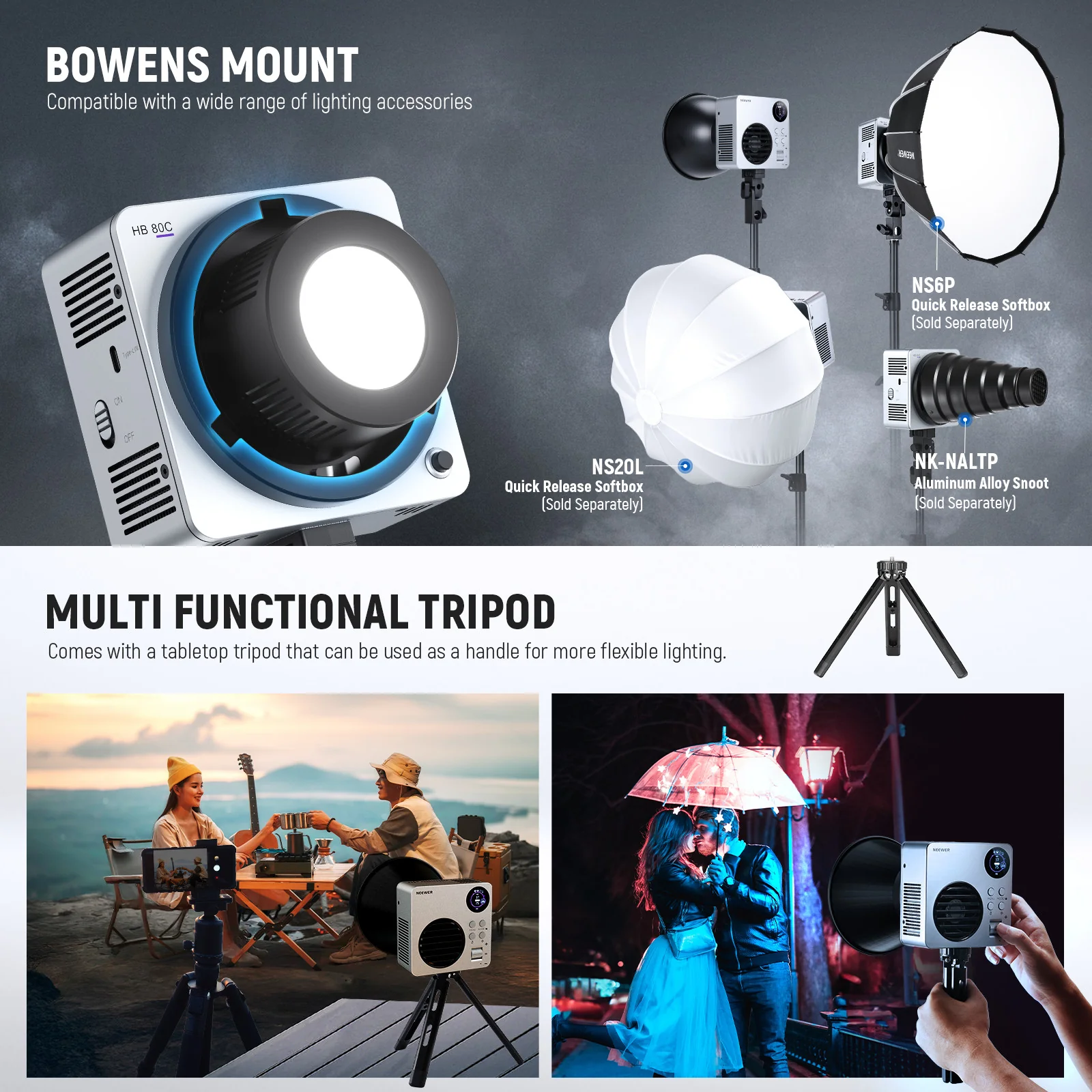 NEEWER HB80C 80W RGBWW Mini COB LED Video Light - Image 6
