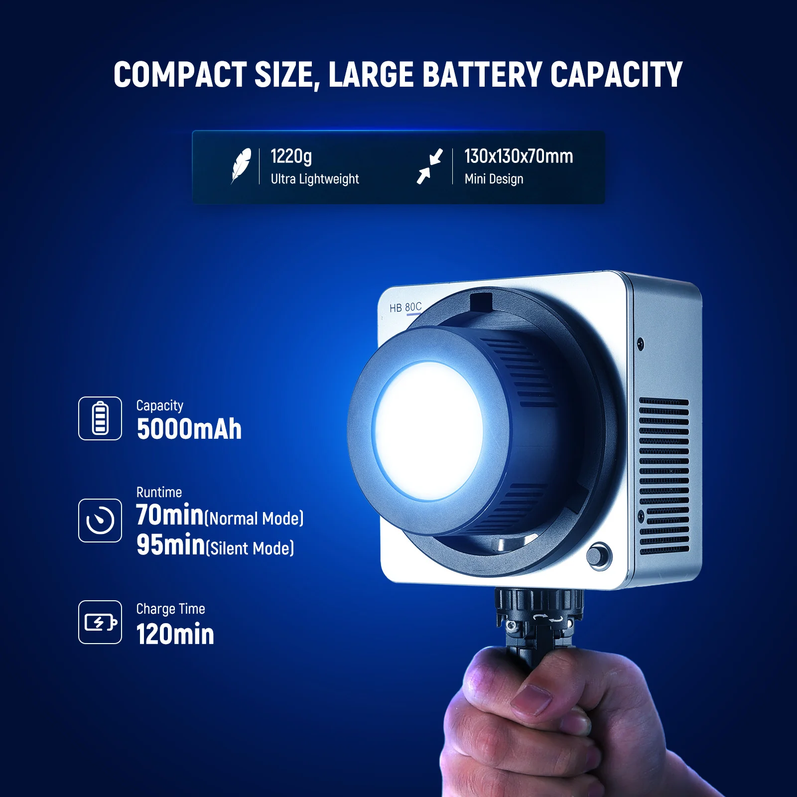 NEEWER HB80C 80W RGBWW Mini COB LED Video Light - Image 8