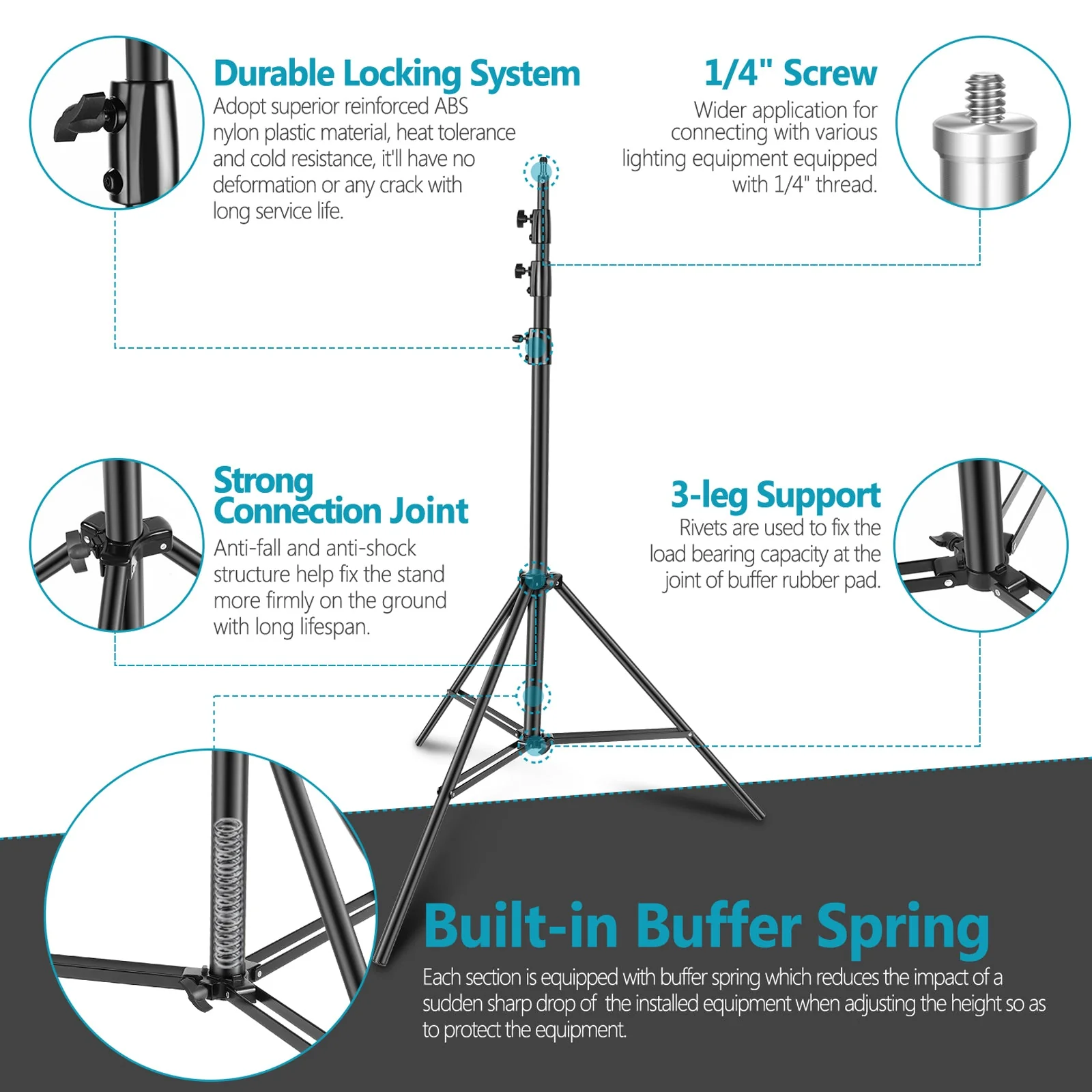 NEEWER ST-400SP 4m Heavy Duty Aluminum Photography Light Stand - Image 3