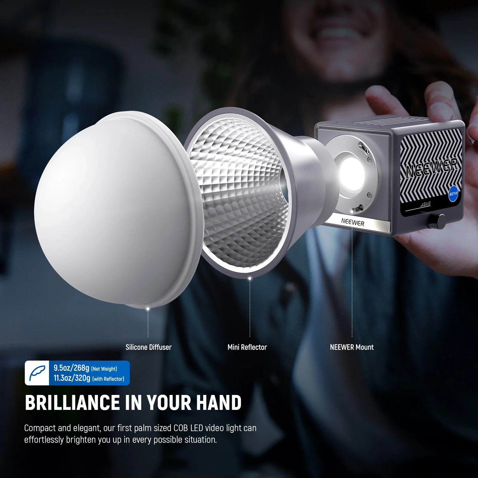 NEEWER HS60B 60W Bi-Color Mini COB Lightweight Video Light - Image 3
