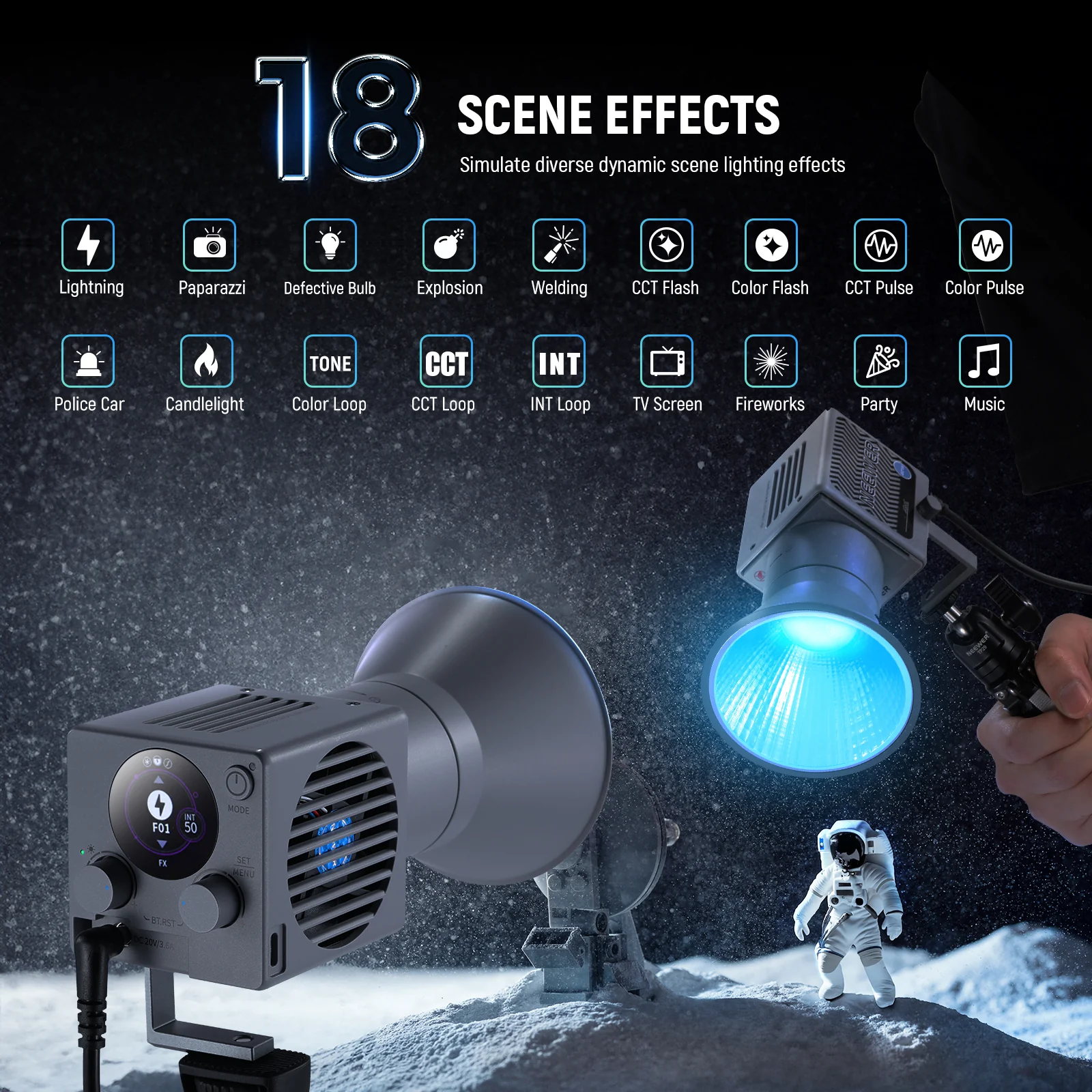 NEEWER HS60C 60W Portable Mini RGB LED Video Light - Image 4