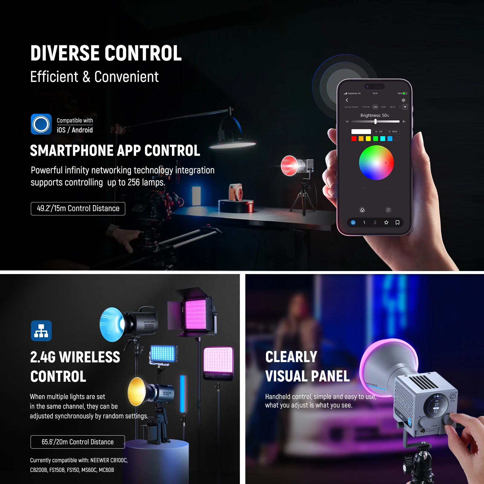 NEEWER HS60C 60W Portable Mini RGB LED Video Light - Image 5