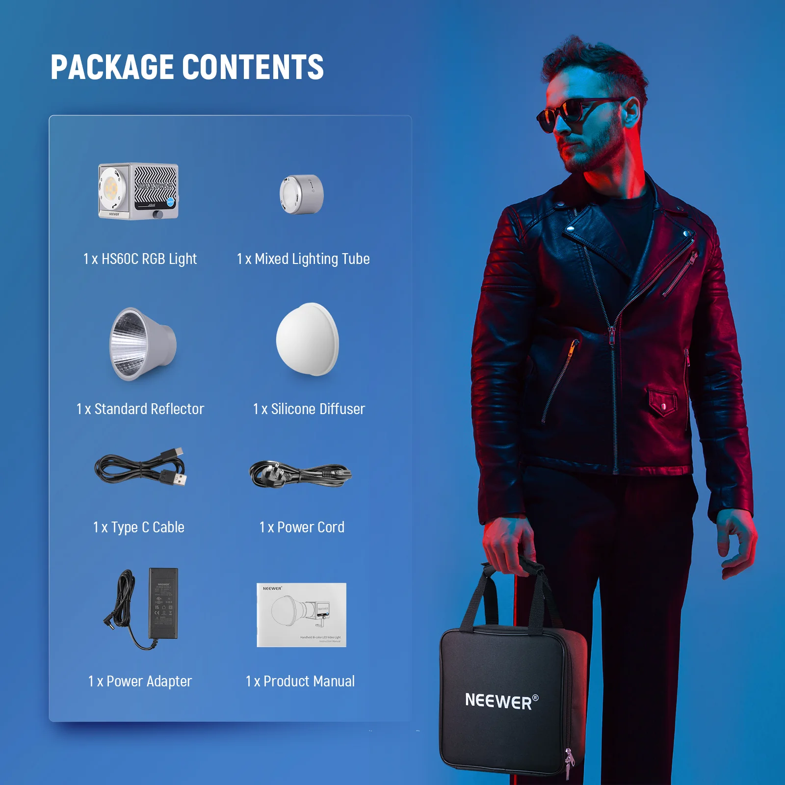 NEEWER HS60C 60W Portable Mini RGB LED Video Light - Image 7