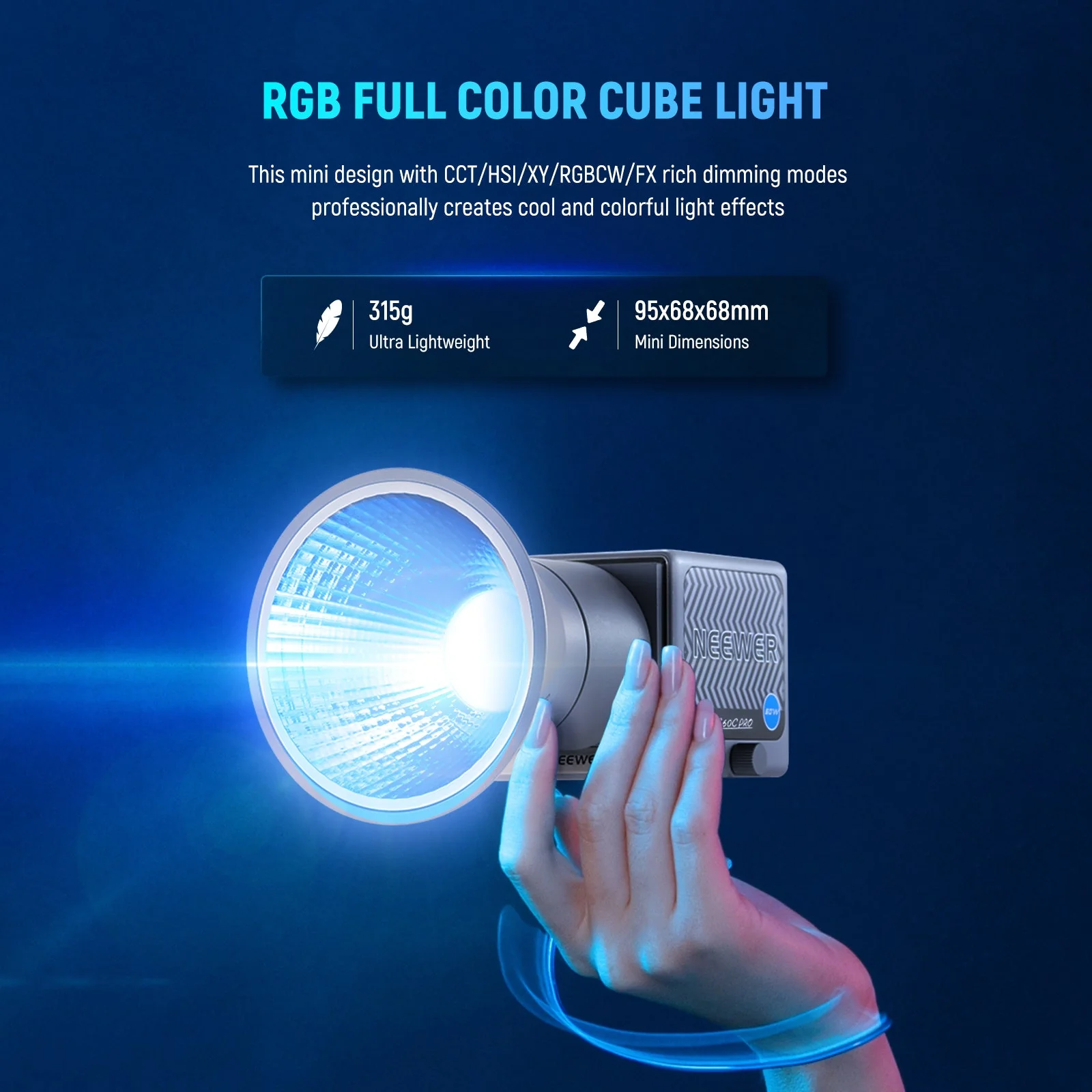NEEWER HS60C Pro 60W Portable DMX Control RGB LED Video Light - Image 2