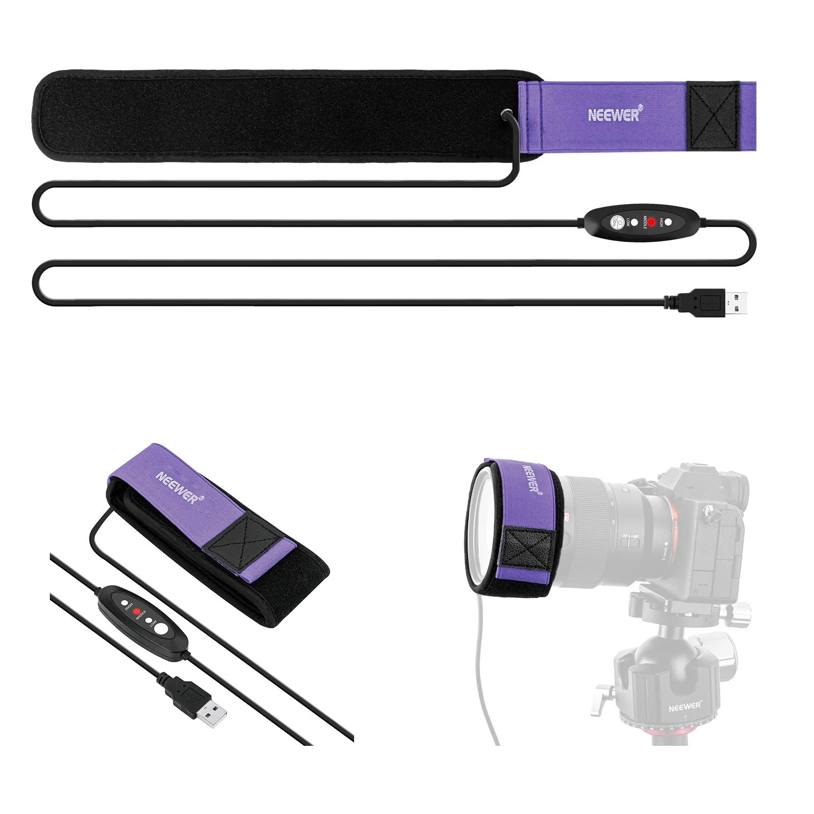 NEEWER HW-28B 300/400/500mm USB Lens Heater Warmer