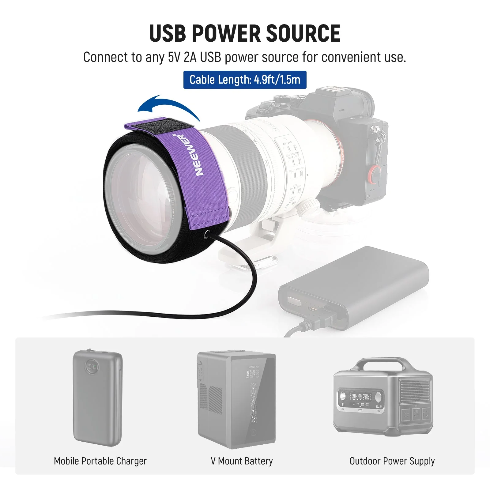 NEEWER HW-28B 300/400/500mm USB Lens Heater Warmer - Image 3