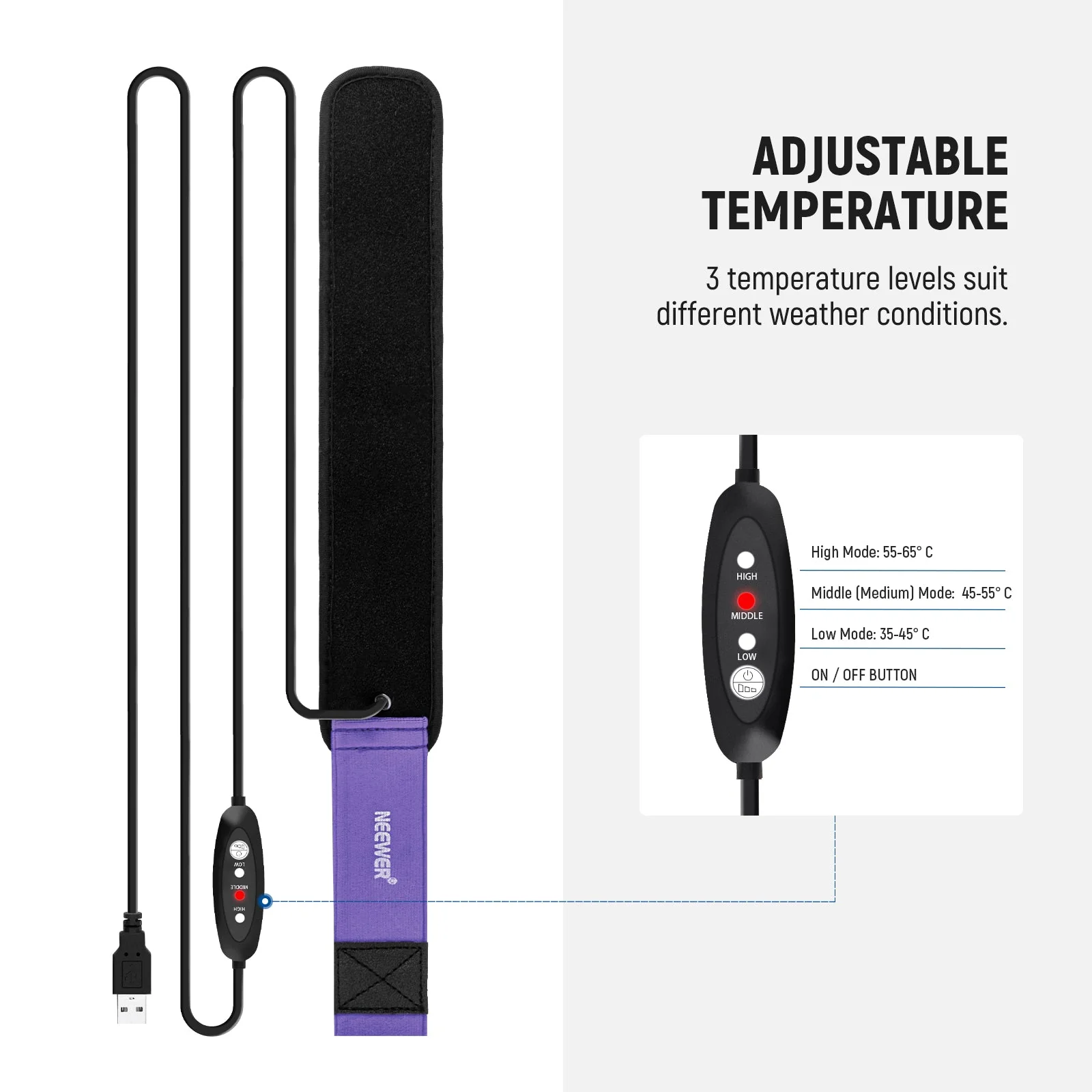 NEEWER HW-28B 300/400/500mm USB Lens Heater Warmer - Image 4