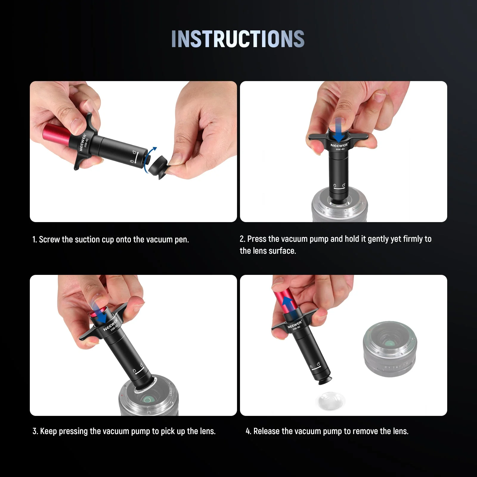 NEEWER HW-40 6 in 1 Lens Sucker Kit - Image 6