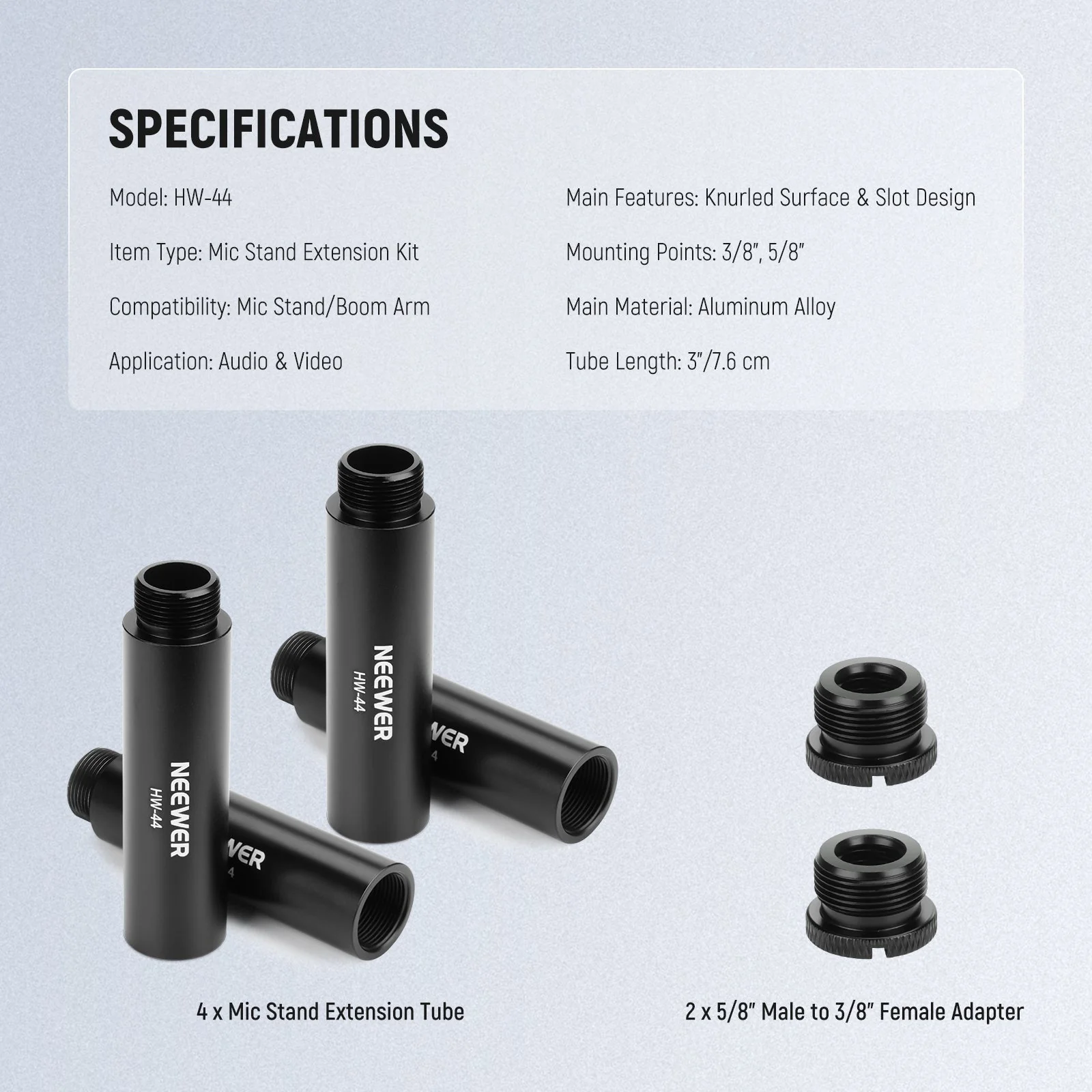 NEEWER HW-44 6 Packs Mic Stand Extension Accessories Kit - Image 7