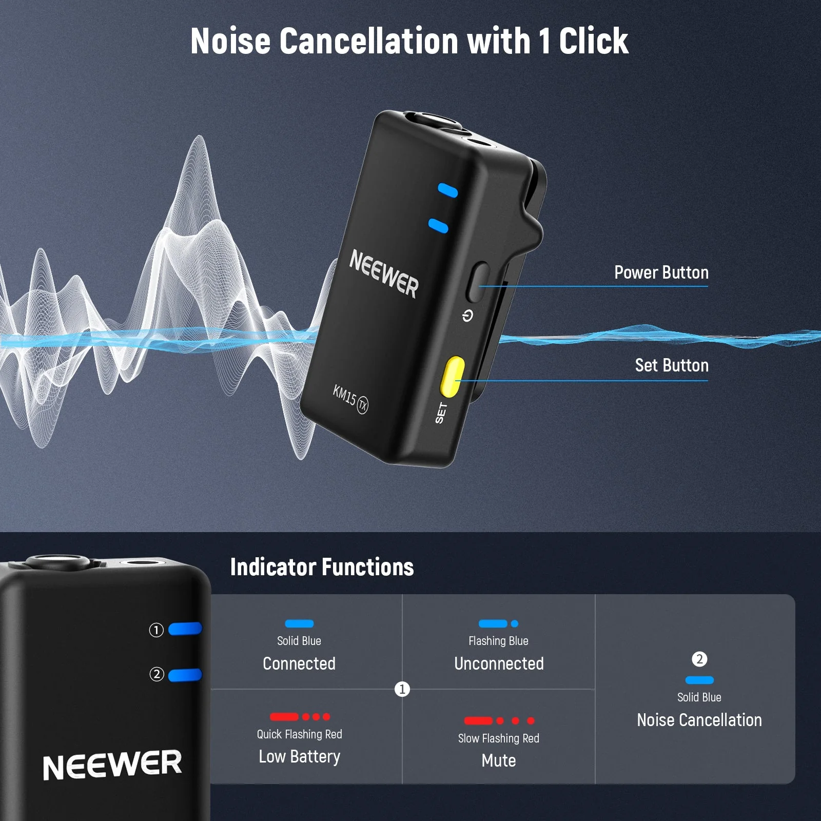 NEEWER KM15 Wireless Lavalier Microphone for iPhone Android Smartphones - Image 3