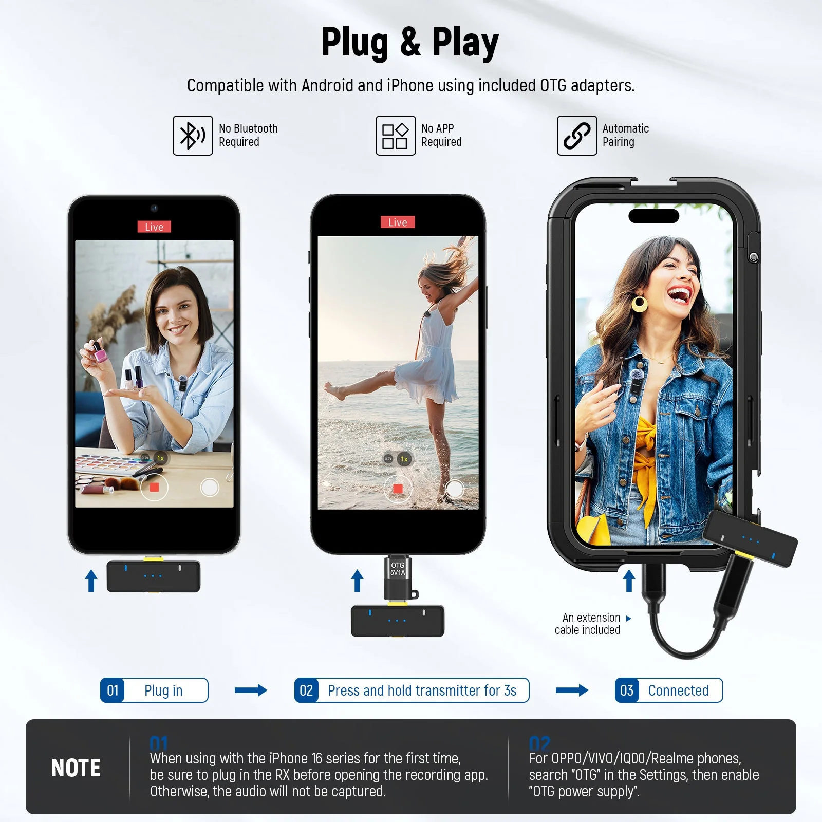 NEEWER KM15 Wireless Lavalier Microphone for iPhone Android Smartphones - Image 5