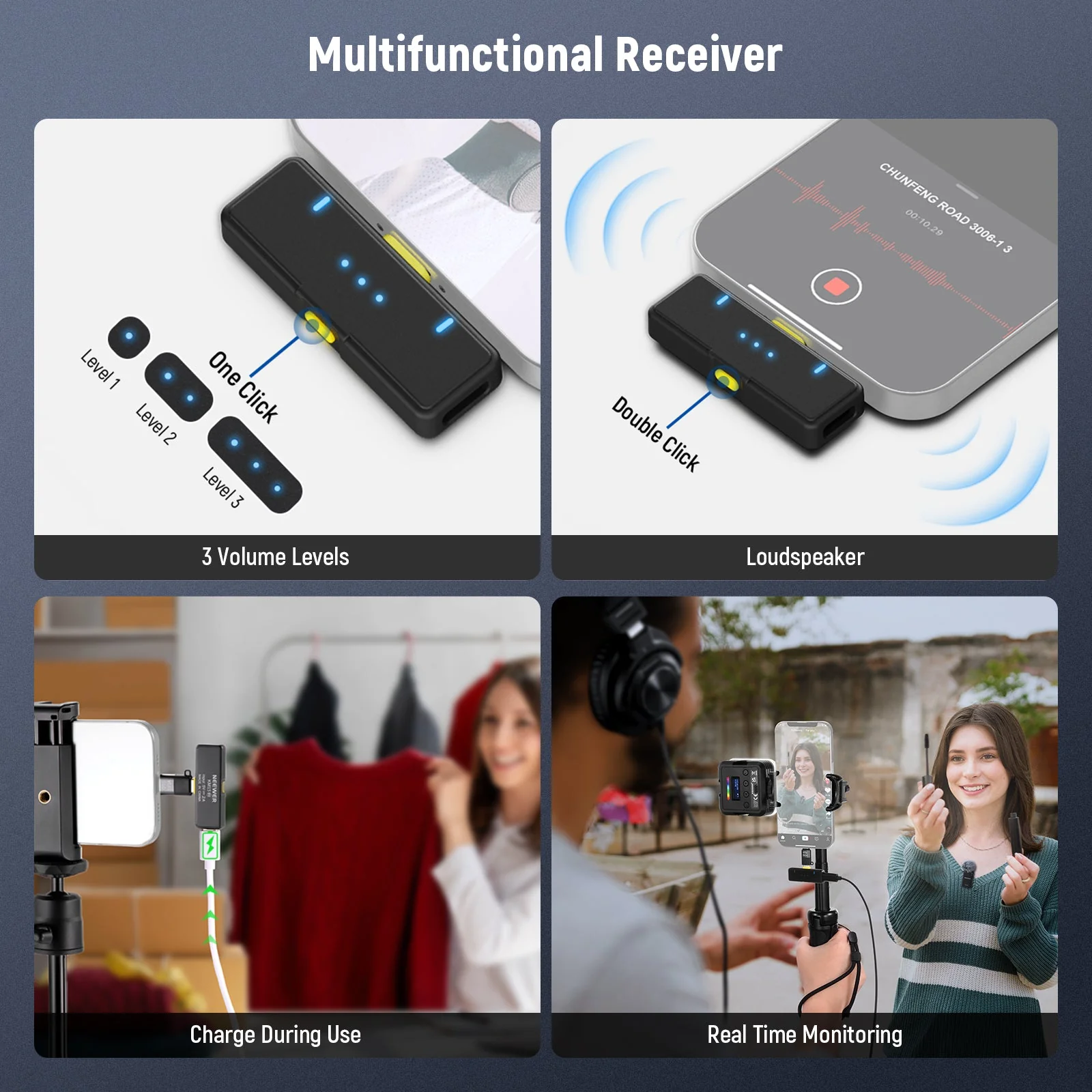 NEEWER KM15 Wireless Lavalier Microphone for iPhone Android Smartphones - Image 8