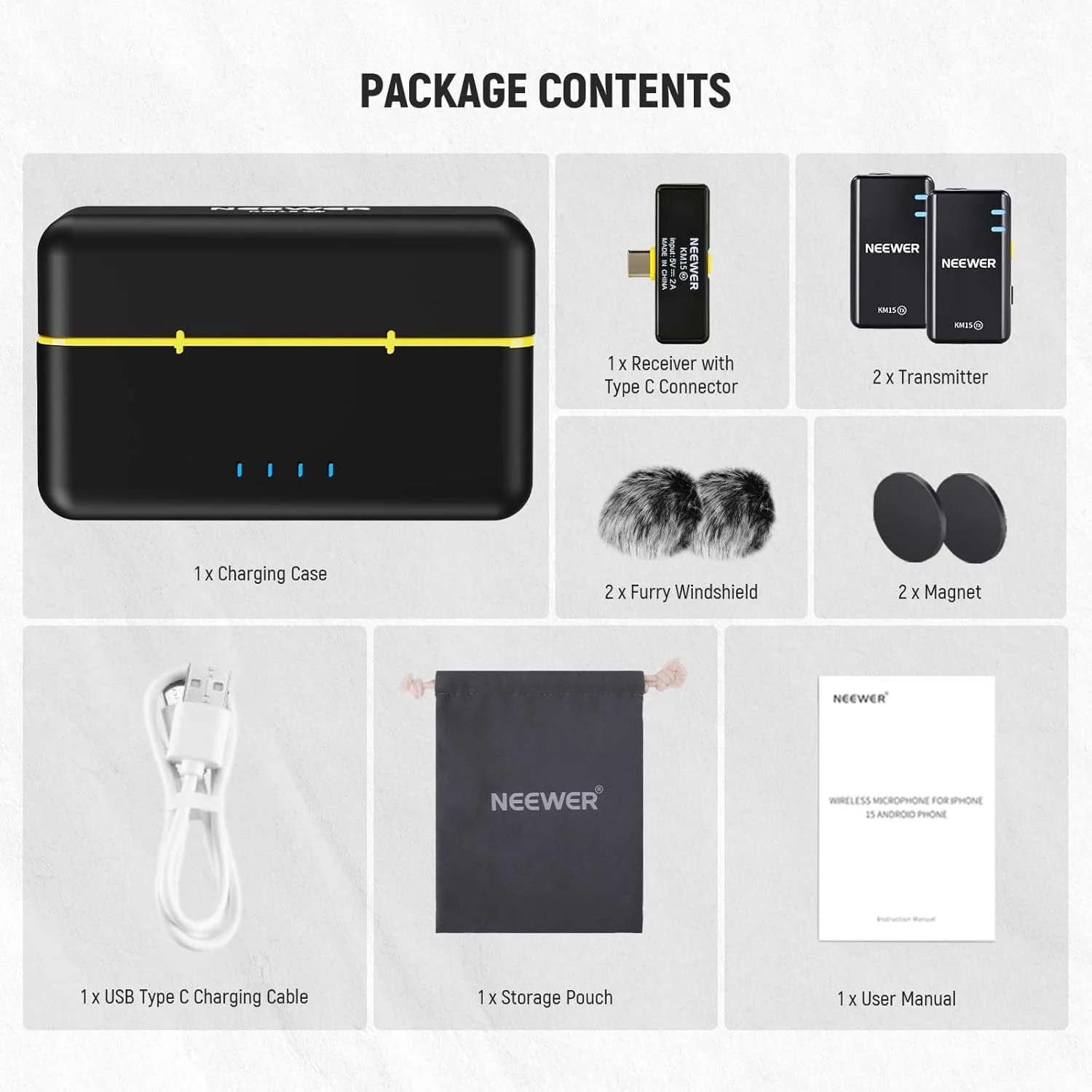 NEEWER KM15 Wireless Microphone Kit For Type C Phone - Image 9
