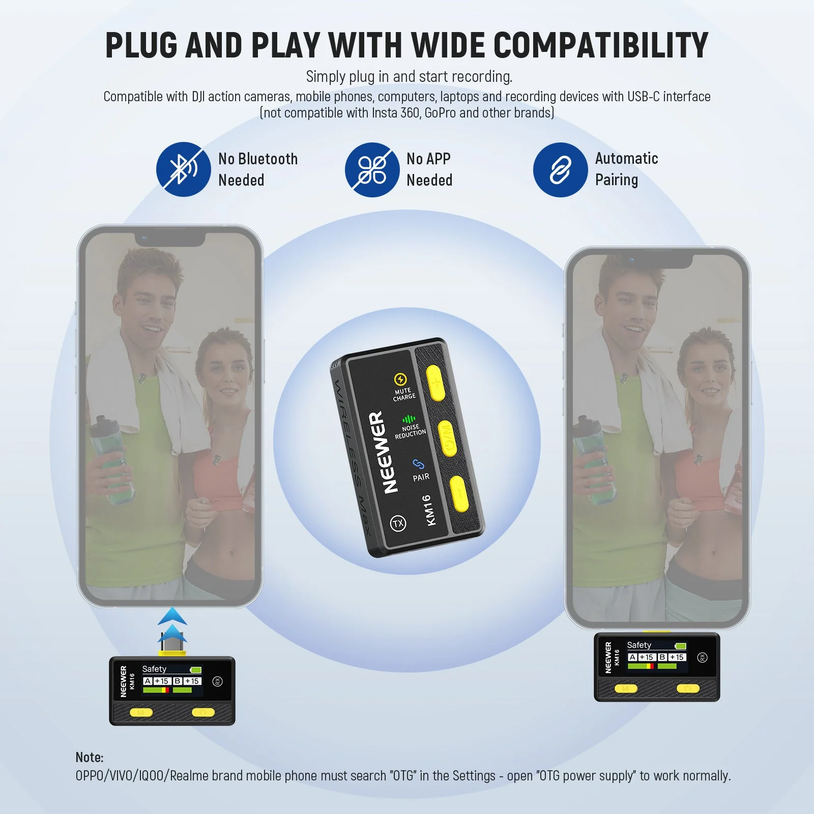 NEEWER KM16 Wireless Lavalier Microphone For Type C Phone - Image 6