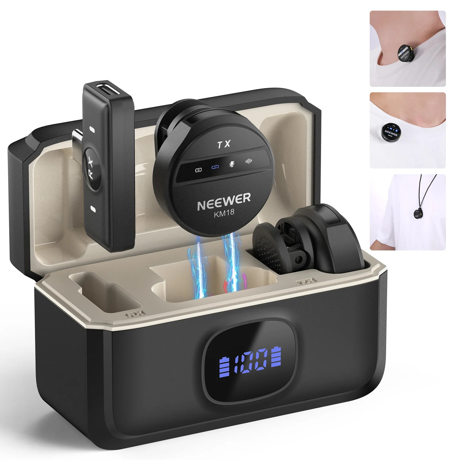 NEEWER KM18 Wireless Button Lavalier Microphone Kit - Image 10