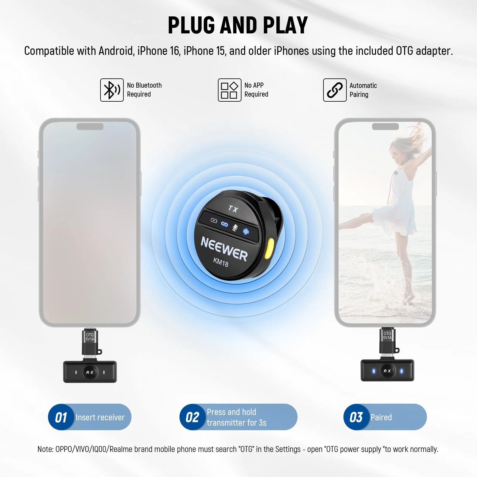 NEEWER KM18 Wireless Button Lavalier Microphone Kit - Image 5