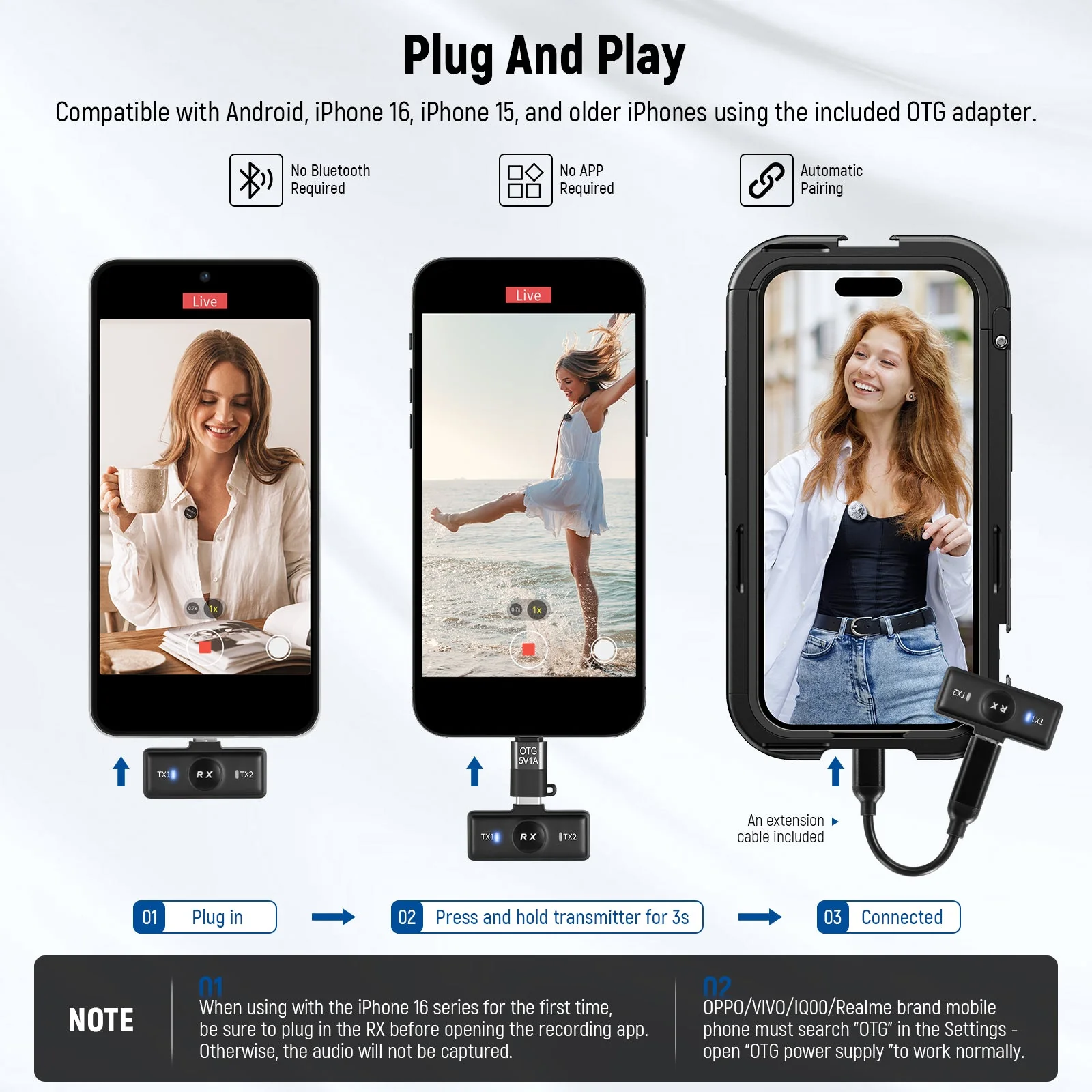 NEEWER KM18 Wireless Lavalier Microphone for iPhone/USB C - Image 5