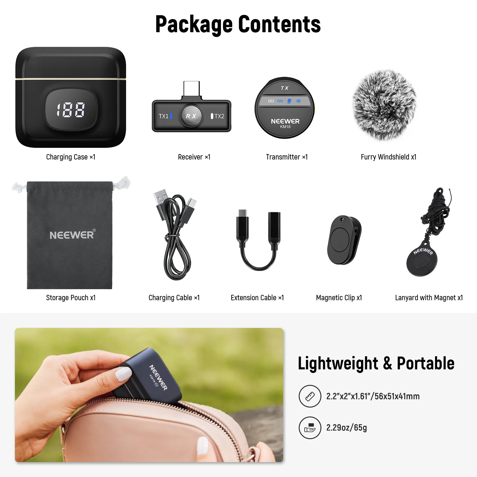 NEEWER KM18 Wireless Lavalier Microphone for iPhone/USB C - Image 9