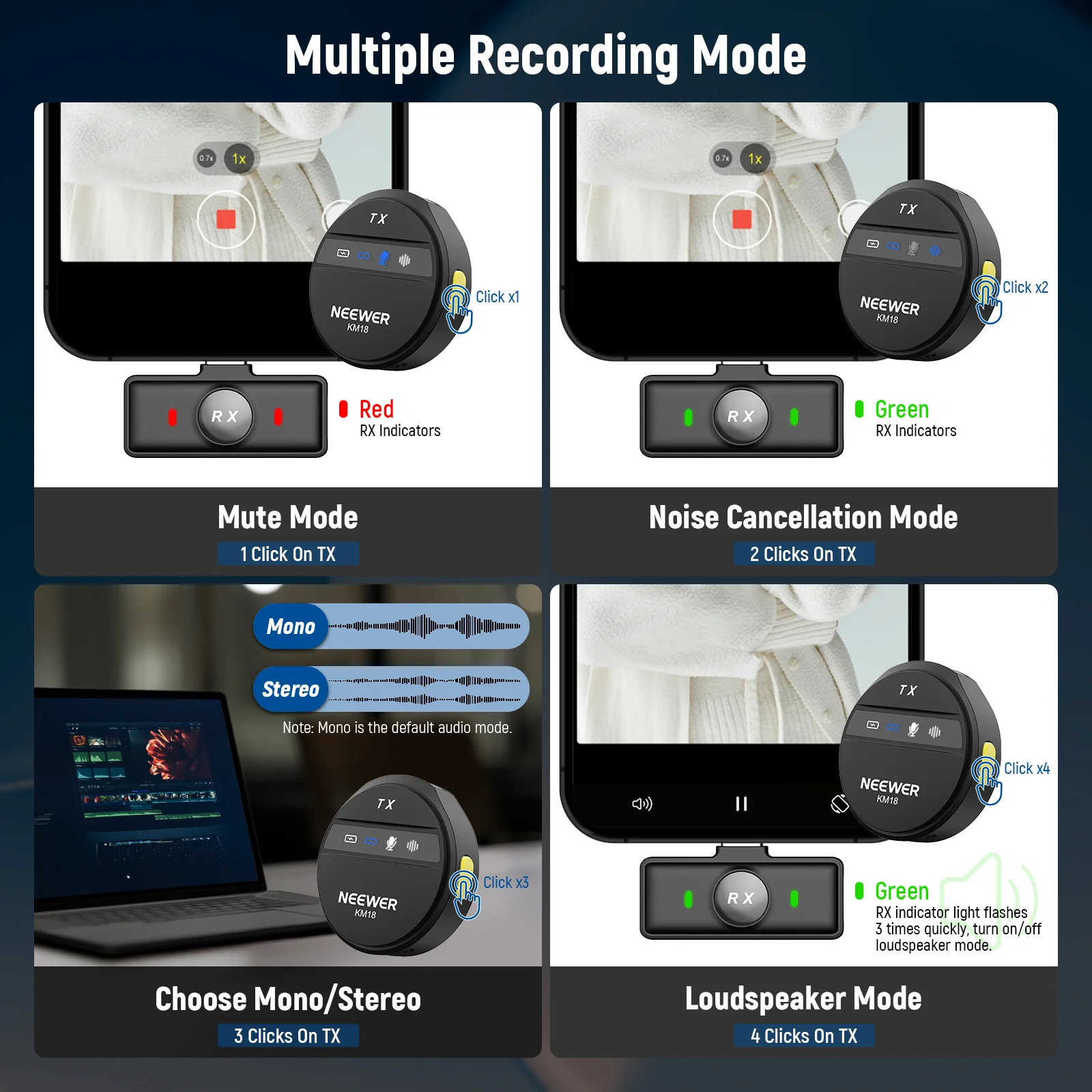 NEEWER KM18 Wireless Lavalier Lapel Microphone For iPhone/Android/PC - Image 5
