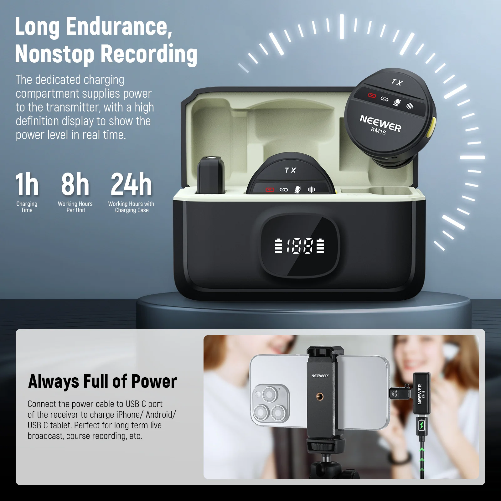 NEEWER KM18 Wireless Lavalier Lapel Microphone For iPhone/Android/PC - Image 8
