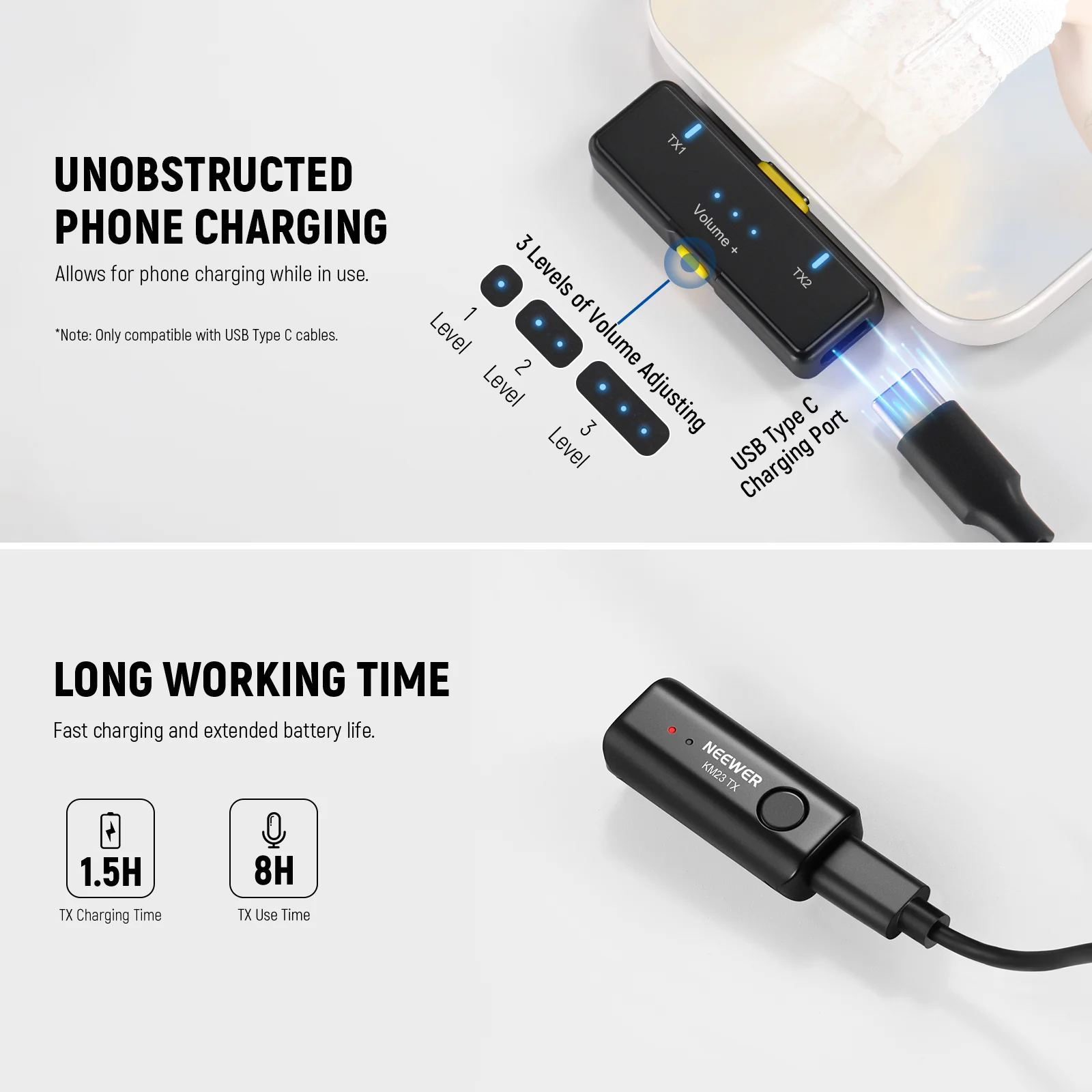 NEEWER KM23 Wireless Lavalier Microphone Kit for iPhone Android Smartphones - Image 11