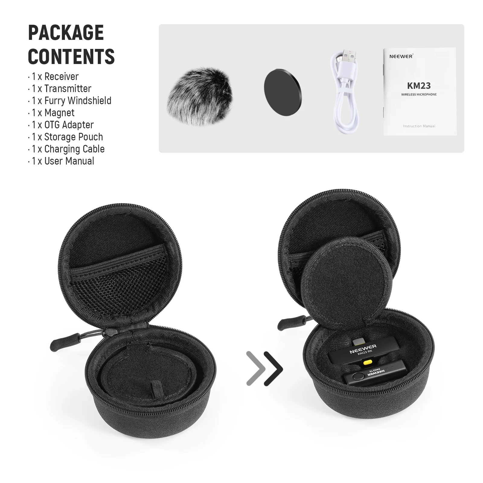 NEEWER KM23 Wireless Lavalier Microphone Kit for iPhone Android Smartphones - Image 16