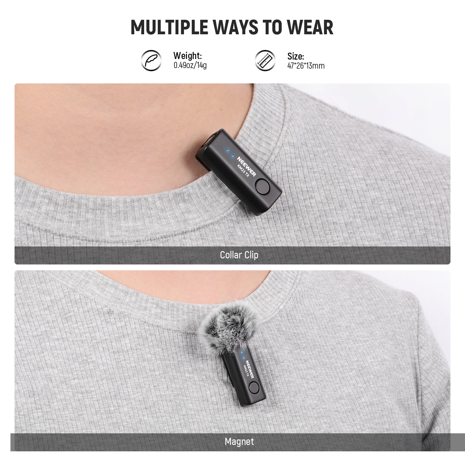NEEWER KM23 Wireless Lavalier Microphone Kit for iPhone Android Smartphones - Image 5
