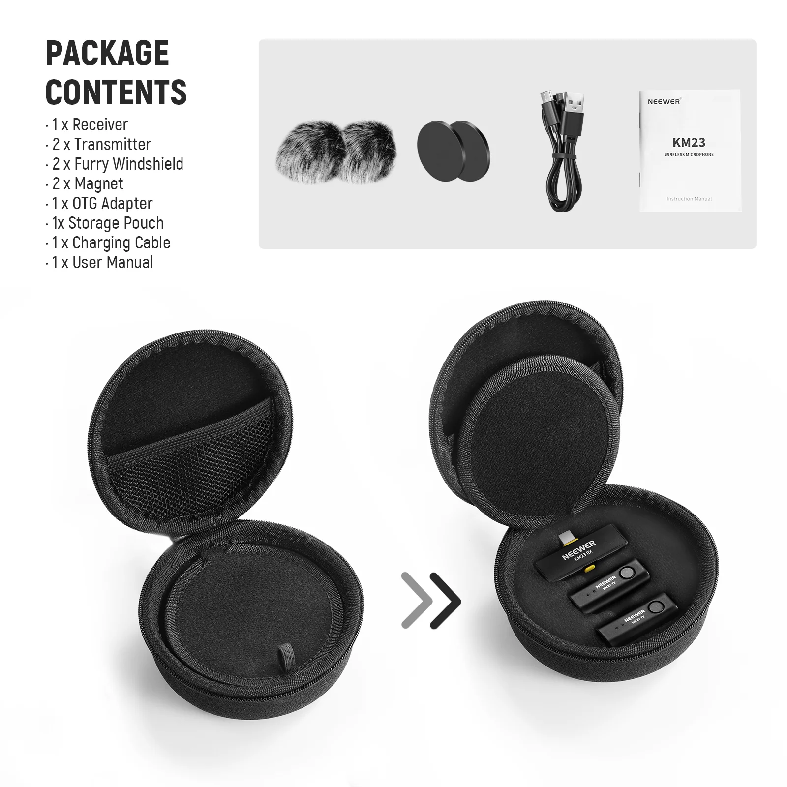 NEEWER KM23 Wireless Lavalier Microphone Kit for iPhone Android Smartphones - Image 7