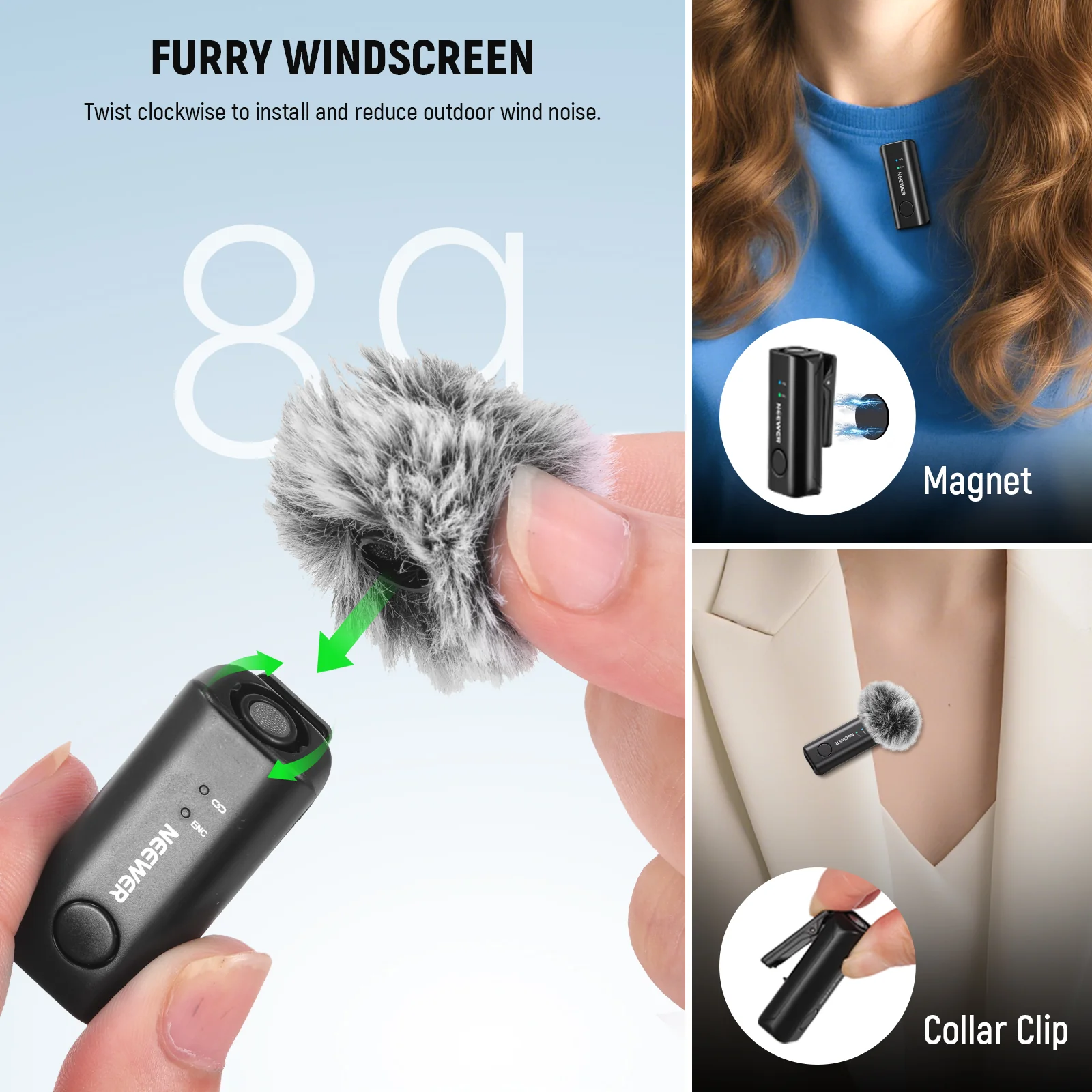 NEEWER KM23B Wireless Microphone Transmitter with App Control - Image 2