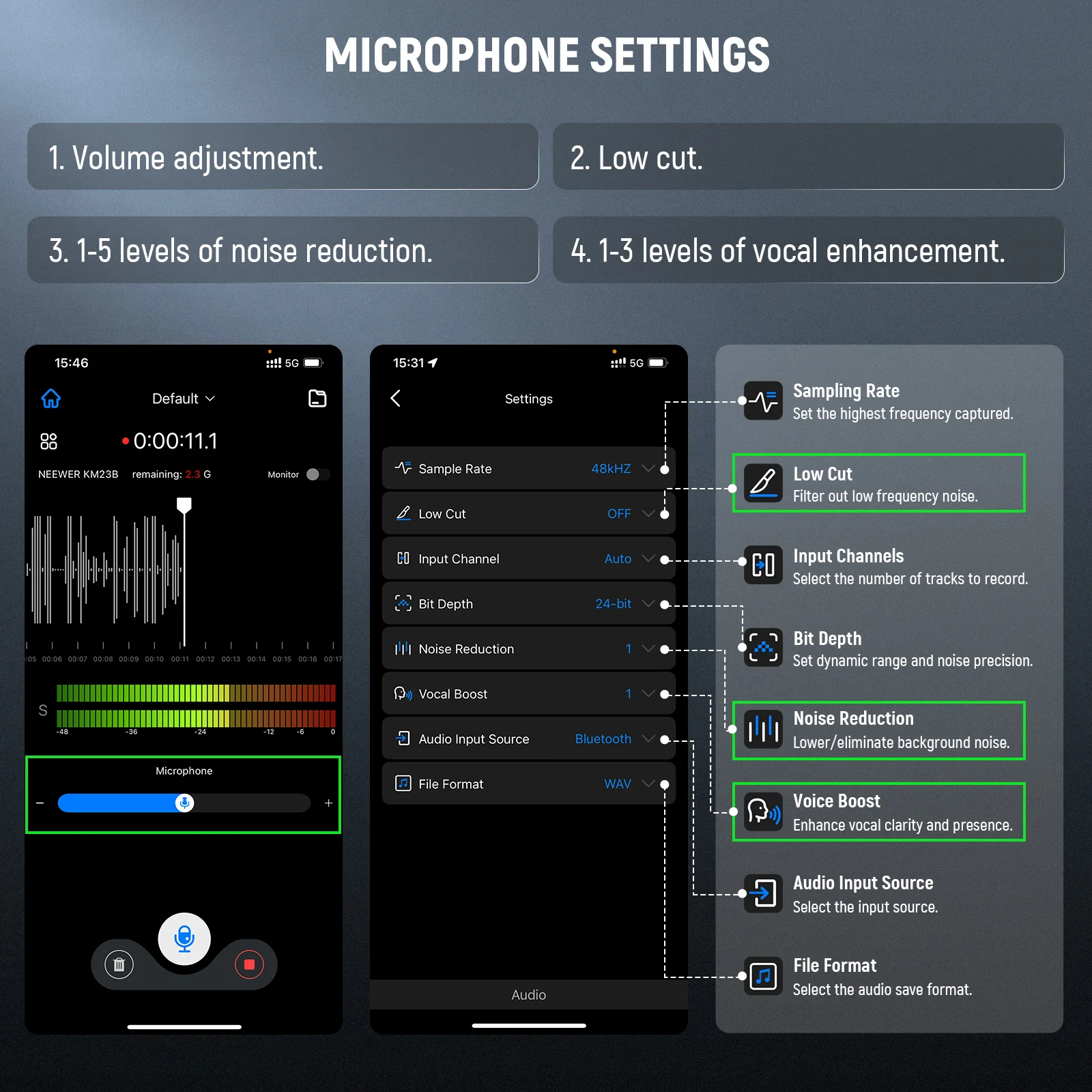NEEWER KM23B Wireless Microphone Transmitter with App Control - Image 4