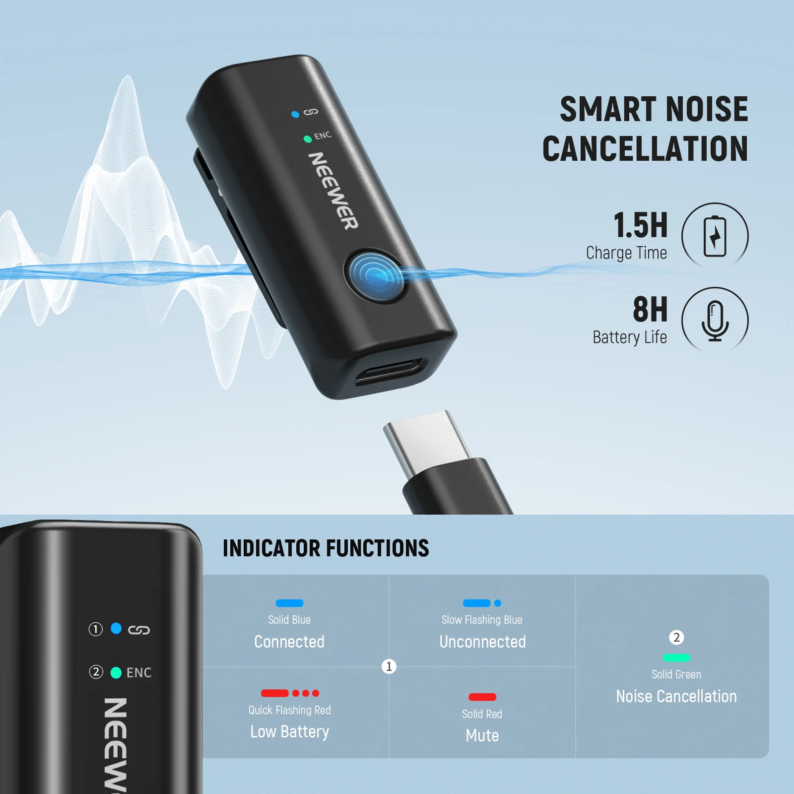 NEEWER KM23B Wireless Microphone Transmitter with App Control - Image 7