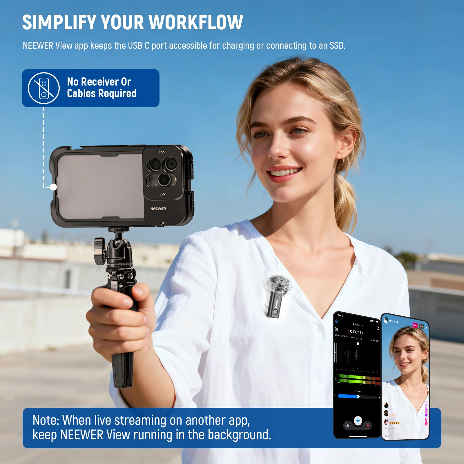 NEEWER KM23B Wireless Microphone Transmitter with App Control - Image 8